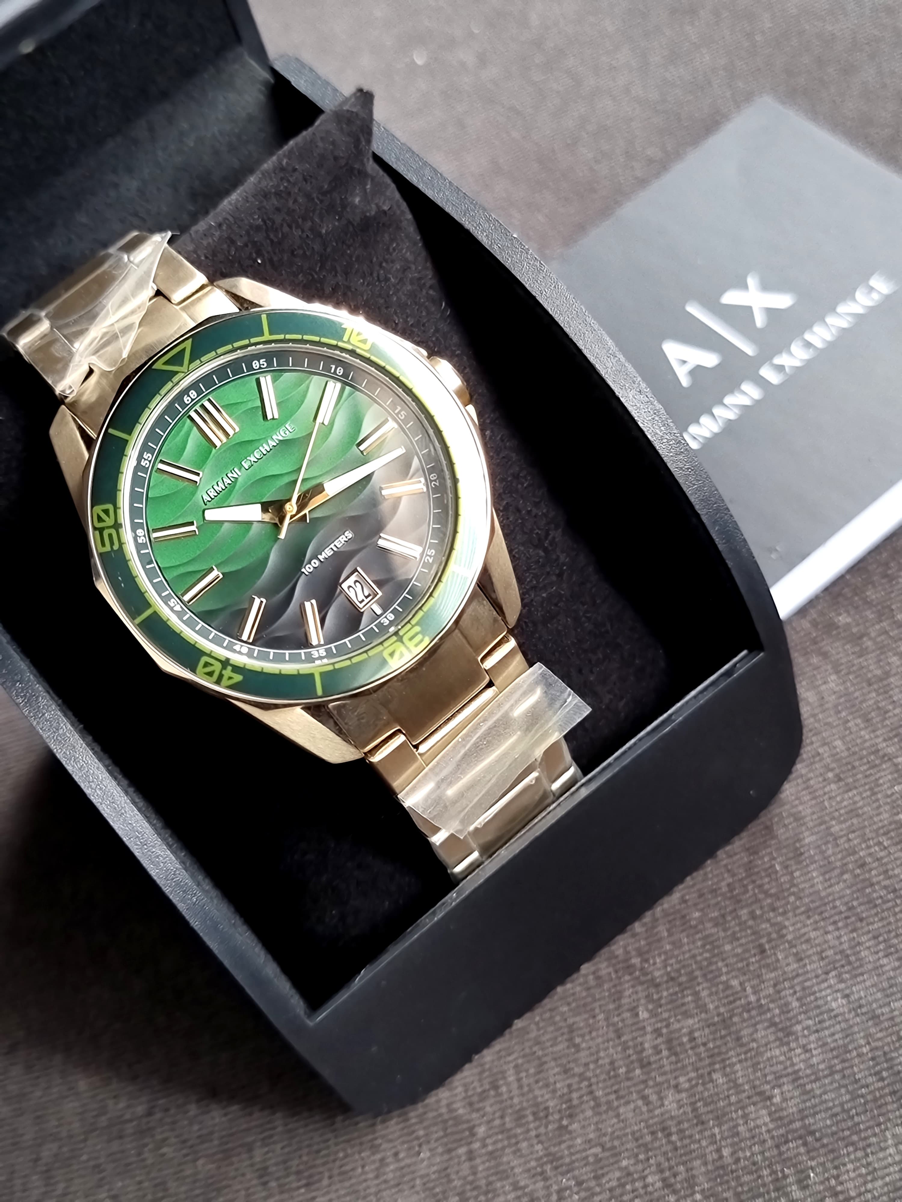 Armani Exchange Three-Hand Date Gold-Tone Stainless Steel Watch AX1951