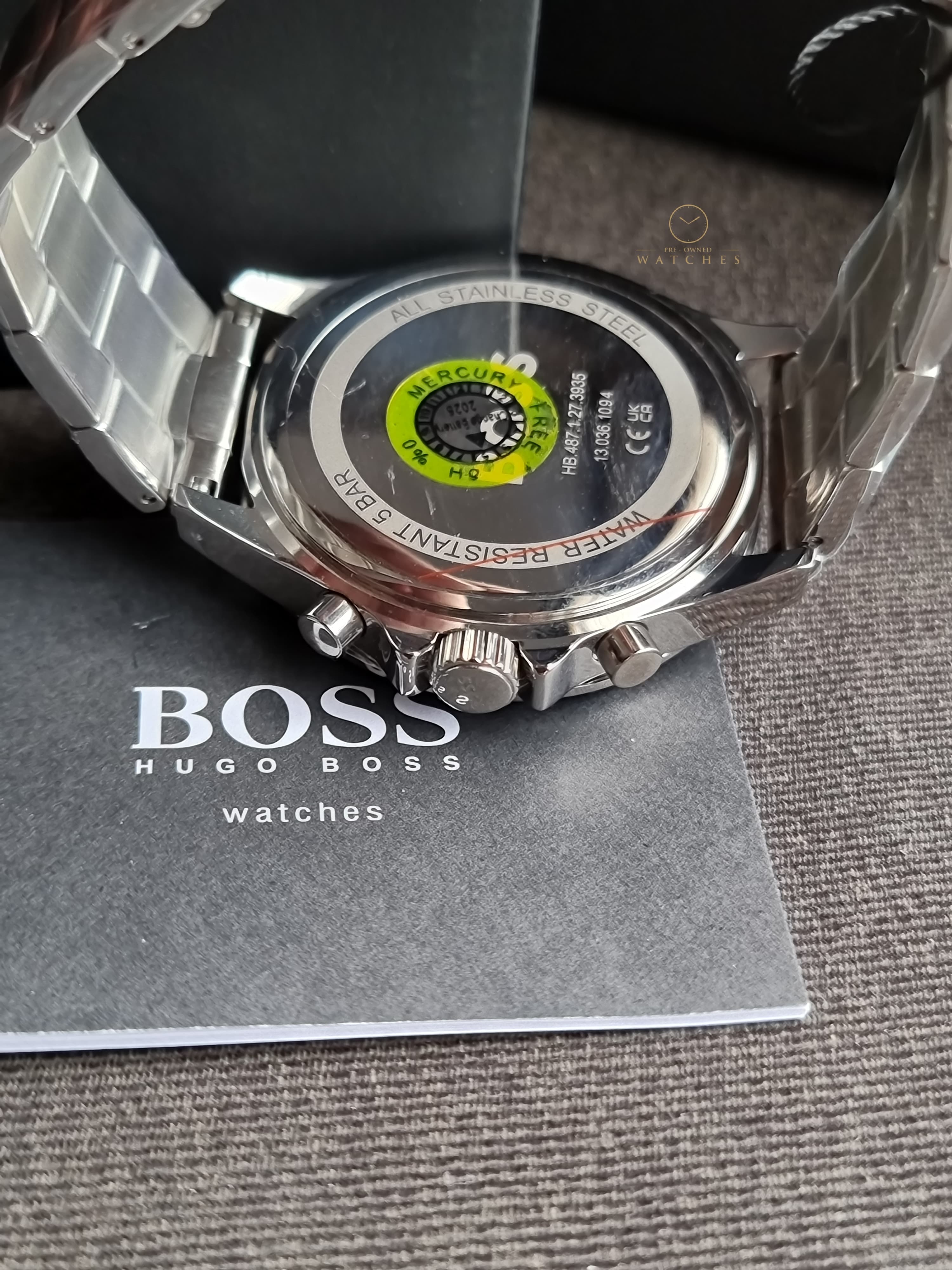 Hugo Boss Silver Stainless Steel Black Dial Chronograph Quartz Watch for Gents -1514101