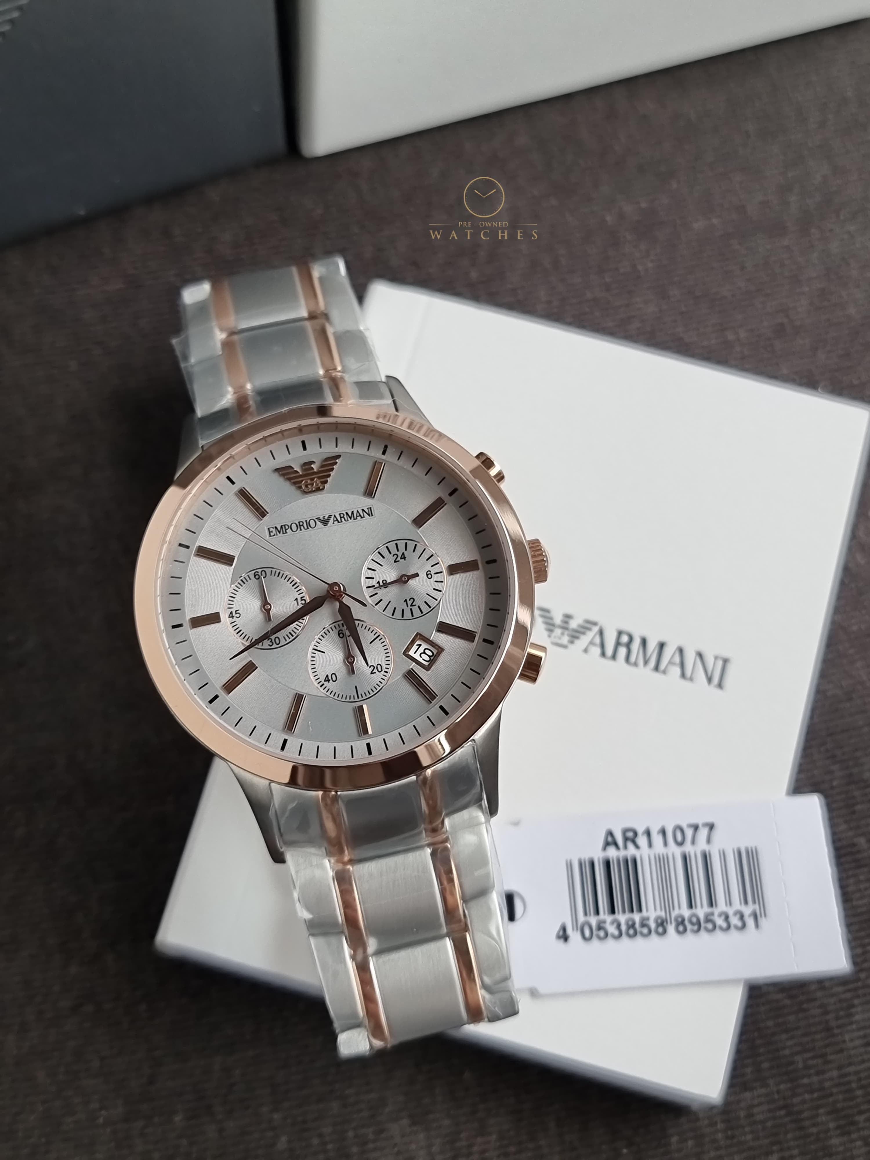 Emporio Armani Men’s Quartz Stainless Steel Gray Dial 43mm Watch AR11077