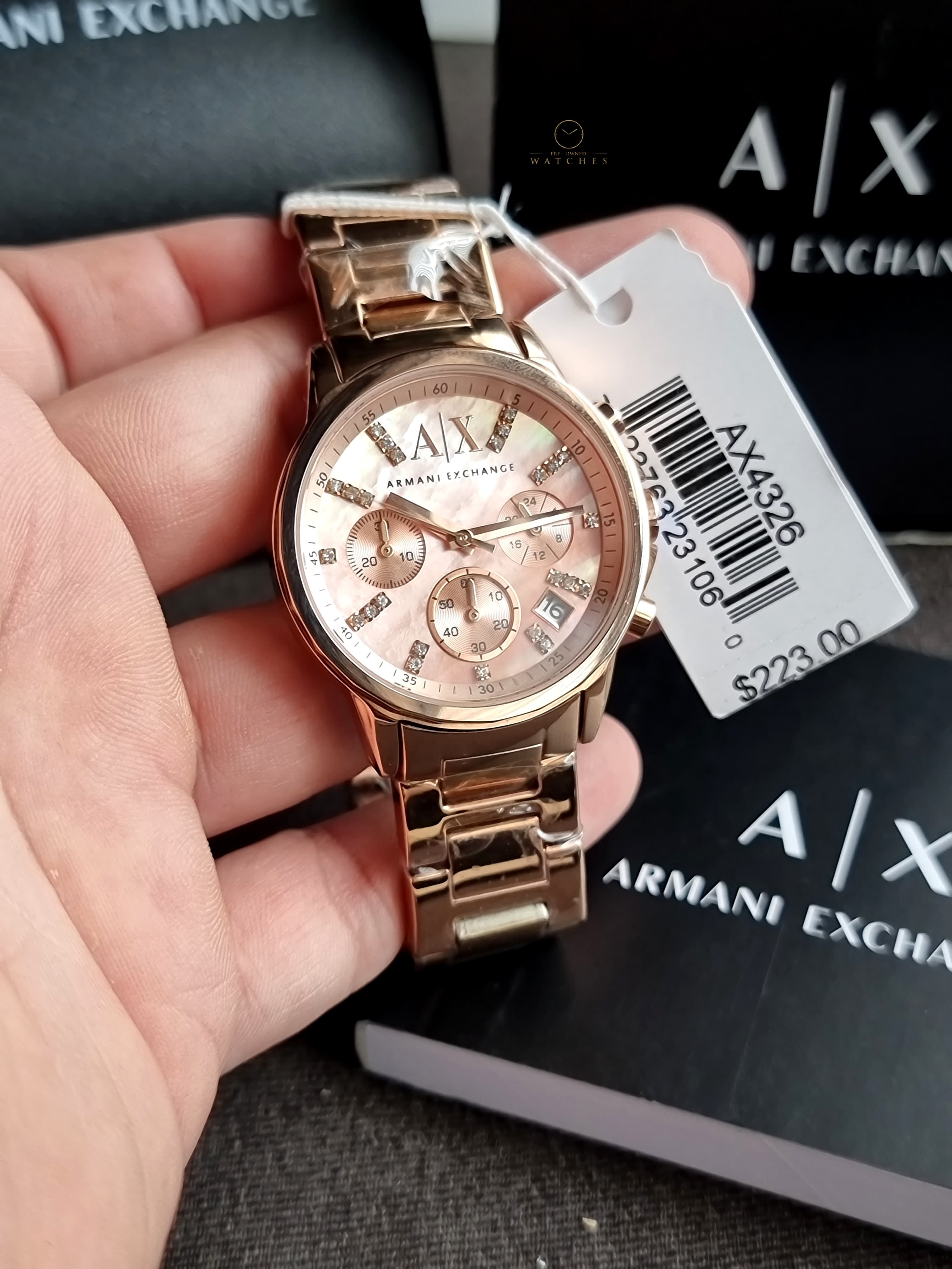 Armani Exchange Women’s Quartz Rose Gold Stainless Steel Rose Gold Dial 36mm Watch AX4326