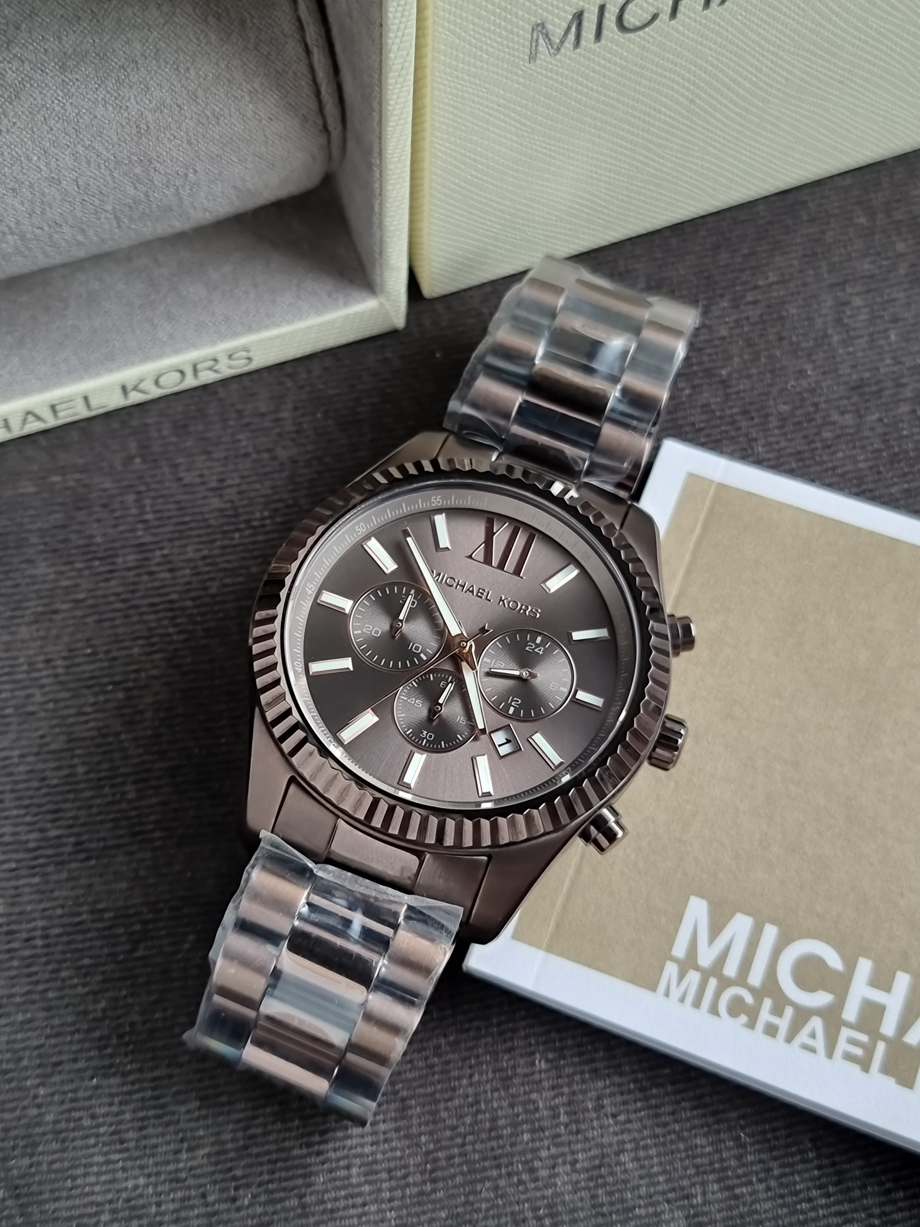 Michael Kors Lexington Chronograph Quartz Brown 44mm Dial Men's Watch MK9224