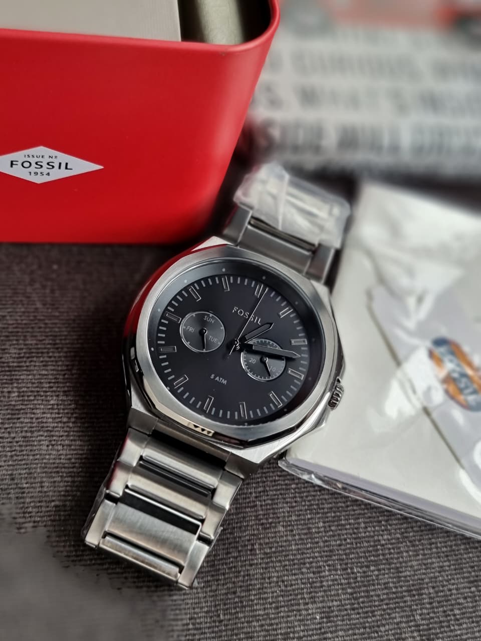 Fossil Evanston Multifunction Gunmetal Stainless Steel Men's Watch-BQ2609