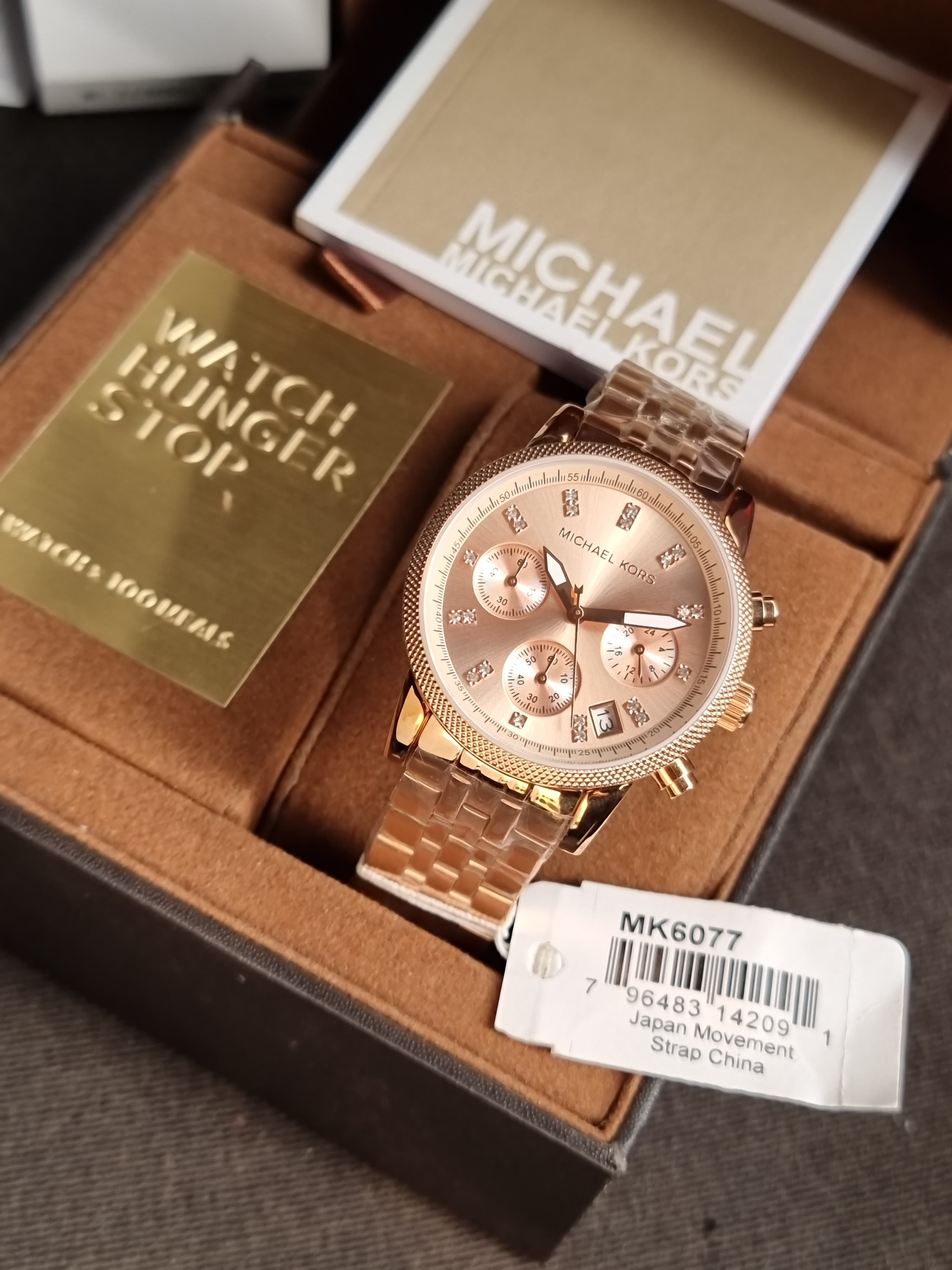 Michael Kors Ritz Chronograph Rose Gold Dial Steel Ladies Watch MK6077