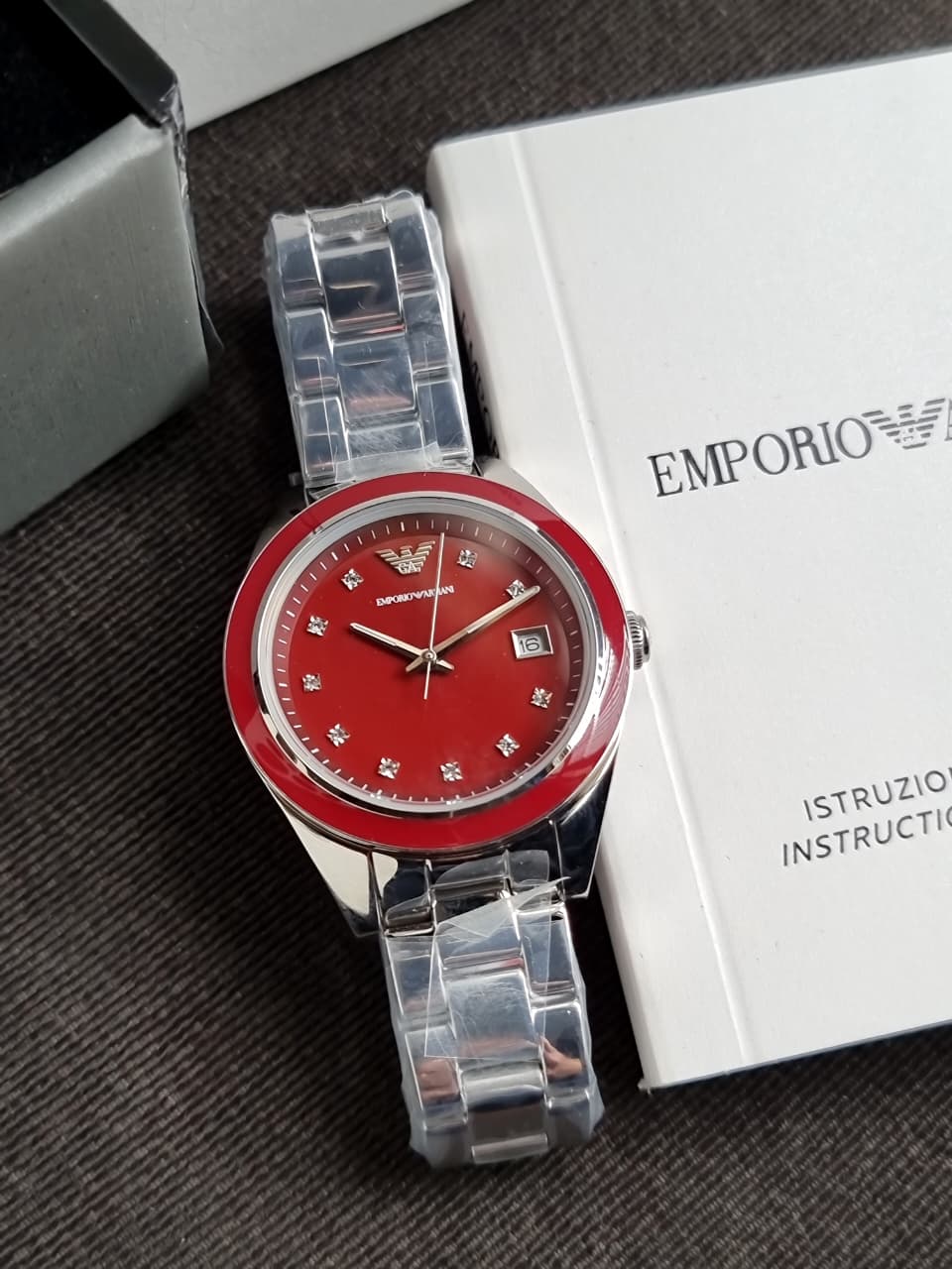 Emporio Armani 36mm Analog Red Dial Women's Watch-AR11544