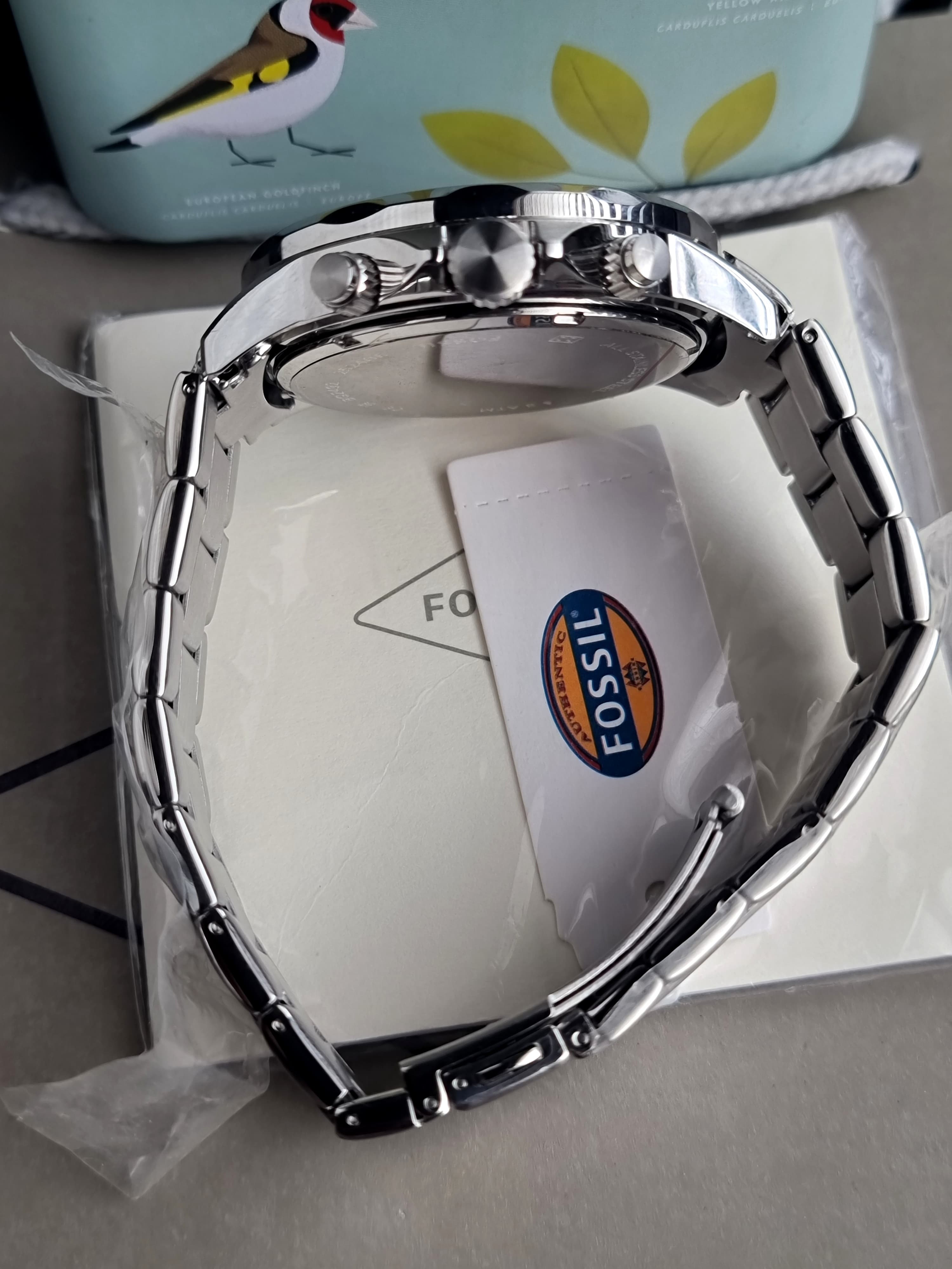 Fossil Bannon Multifunction Silver Stainless Steel Green Dial Chronograph Quartz Watch for Gents - BQ2492