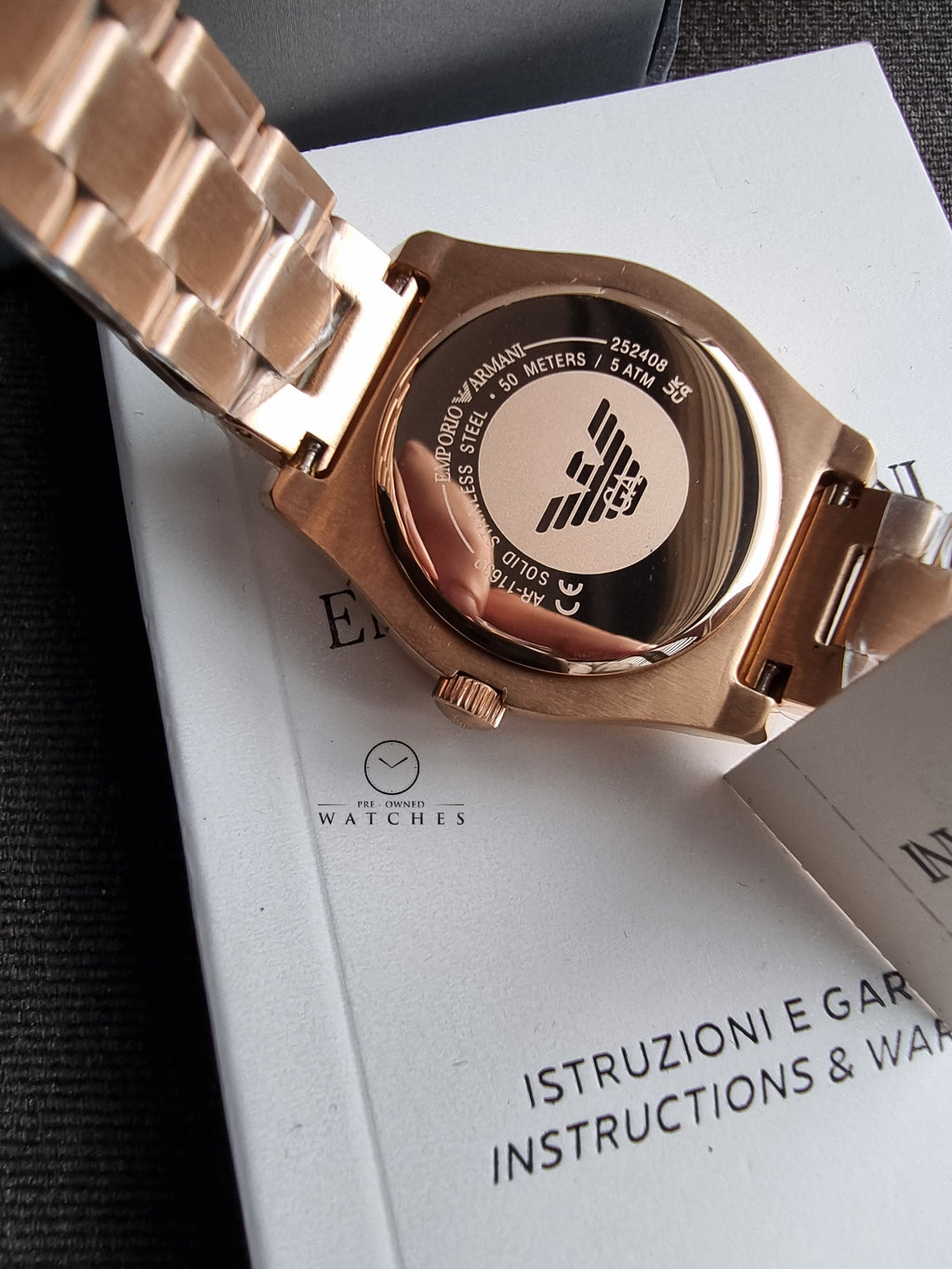 Emporio Armani Federica Analog Green 32mm Dial Rose Gold Steel Strap Watch for Women - AR11639