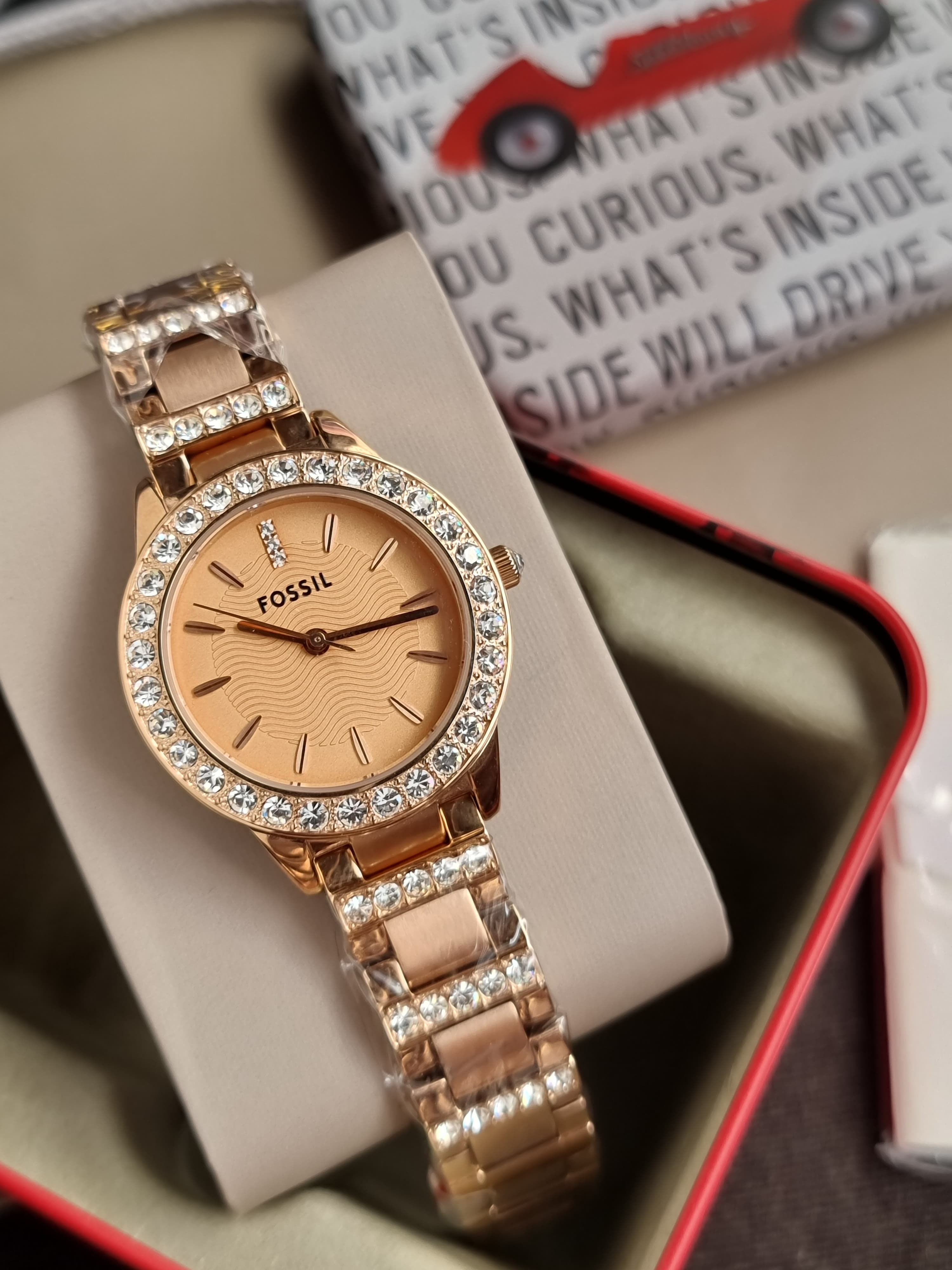 Fossil Jesse Rose Three Hand Gold-Tone Stainless Steel Watch ES3020