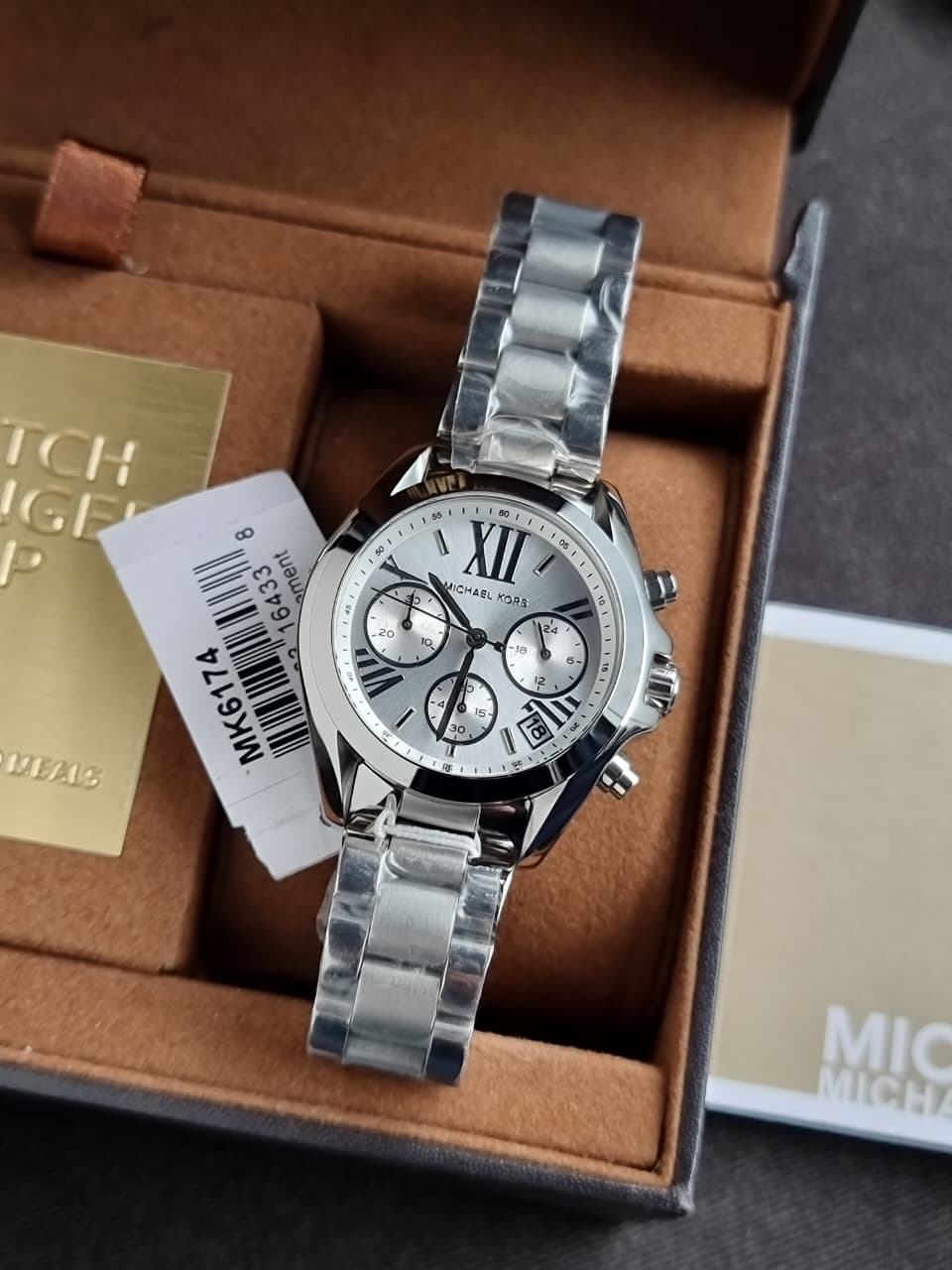 Michael Kors Bradshaw Silver Stainless Steel Silver Dial Chronograph Quartz Watch for Ladies - MK6174