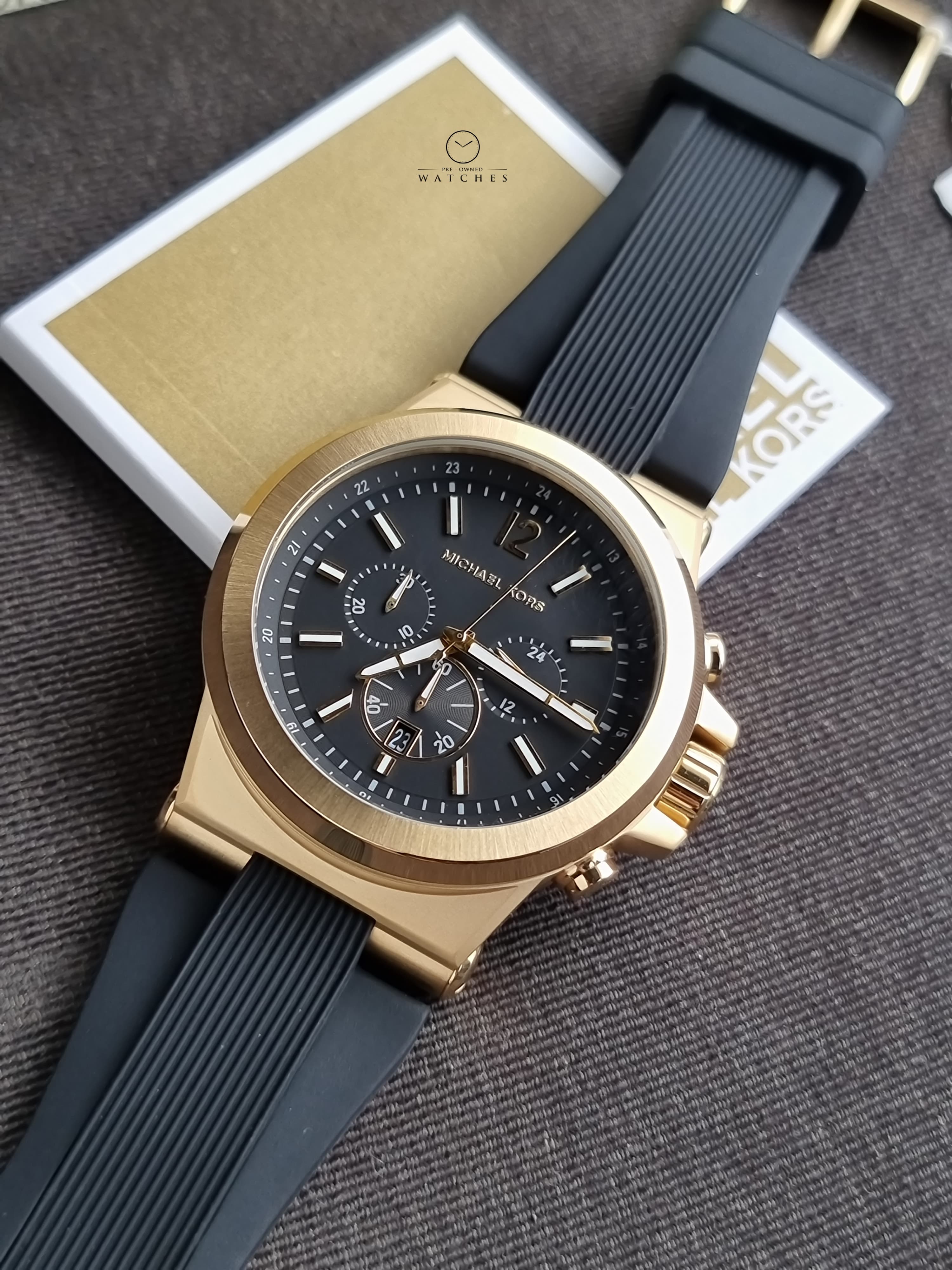 Michael Kors Men’s Chronograph Quartz Silicone Strap Black Dial 48mm Watch MK8445
