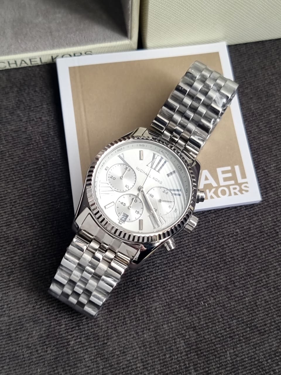 Michael Kors Women’s Quartz Stainless Steel Silver Dial 38mm Watch MK5555