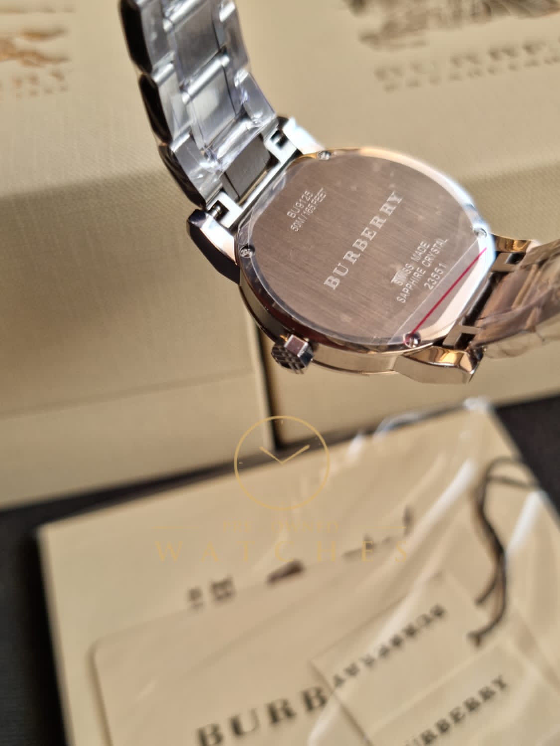 Burberry Women’s Swiss Made Quartz Stainless Steel Silver Dial 34mm Watch BU9125