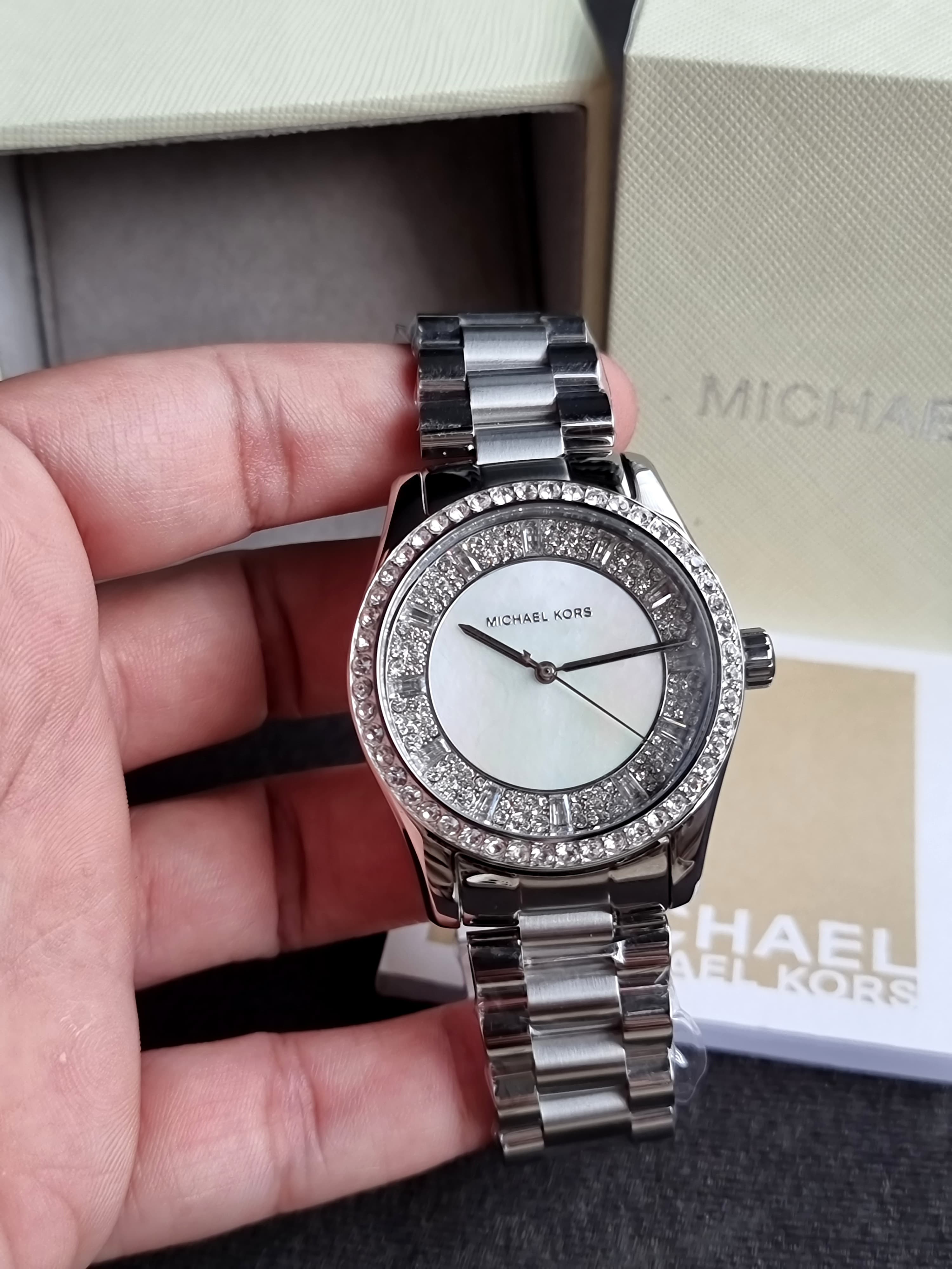 Michael Kors Lexington Silver Mother Of Pearl Watch MK7445