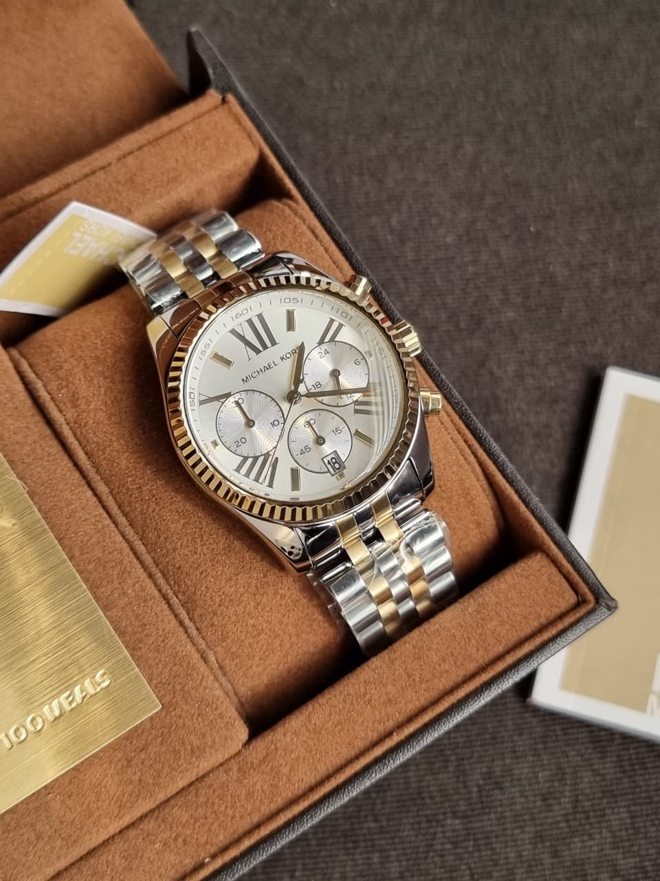 Michael Kors Women’s Chronograph Quartz Two-tone Stainless Steel Silver Dial 38mm Watch MK5955