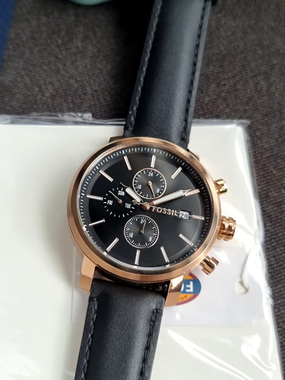 Fossil Rhett Multifunction 43mm Black Leather Watch
BQ2893