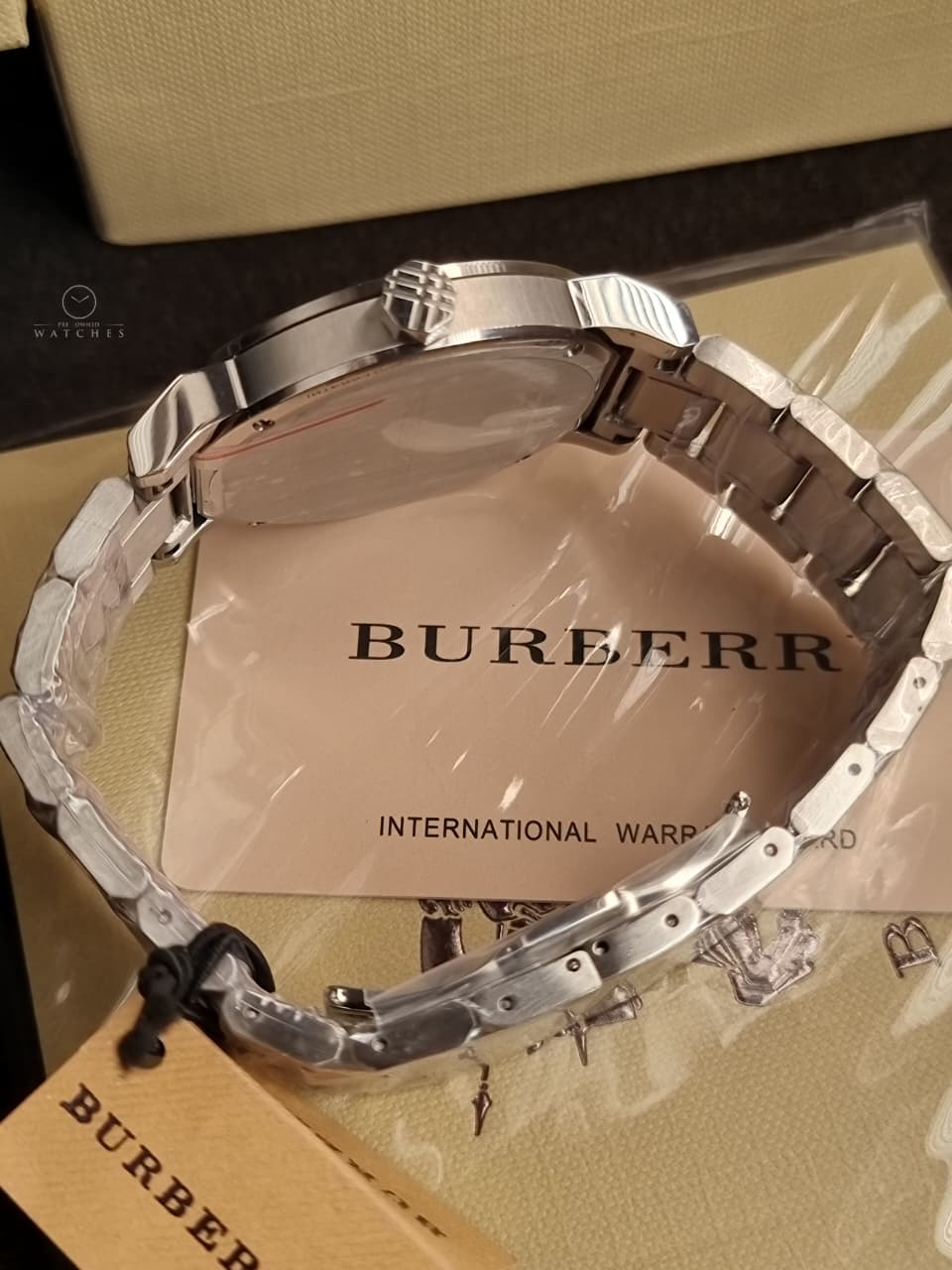 Burberry The City Silver Stainless Steel Black Dial Quartz Watch for Gents - BU9901