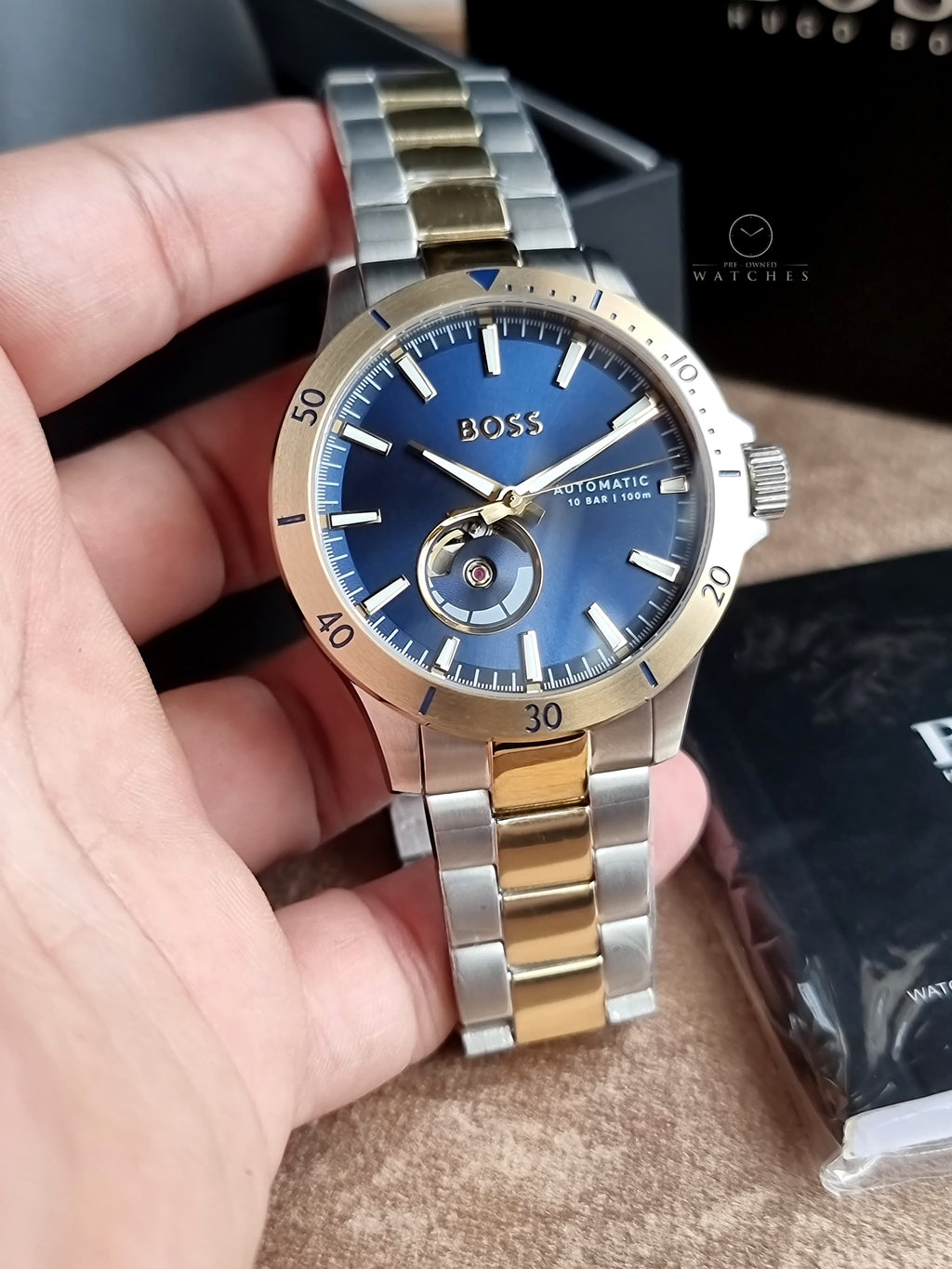 Hugo Boss Two-tone Stainless Steel Navy Blue Dial 1514201 Automatic Men's Watch