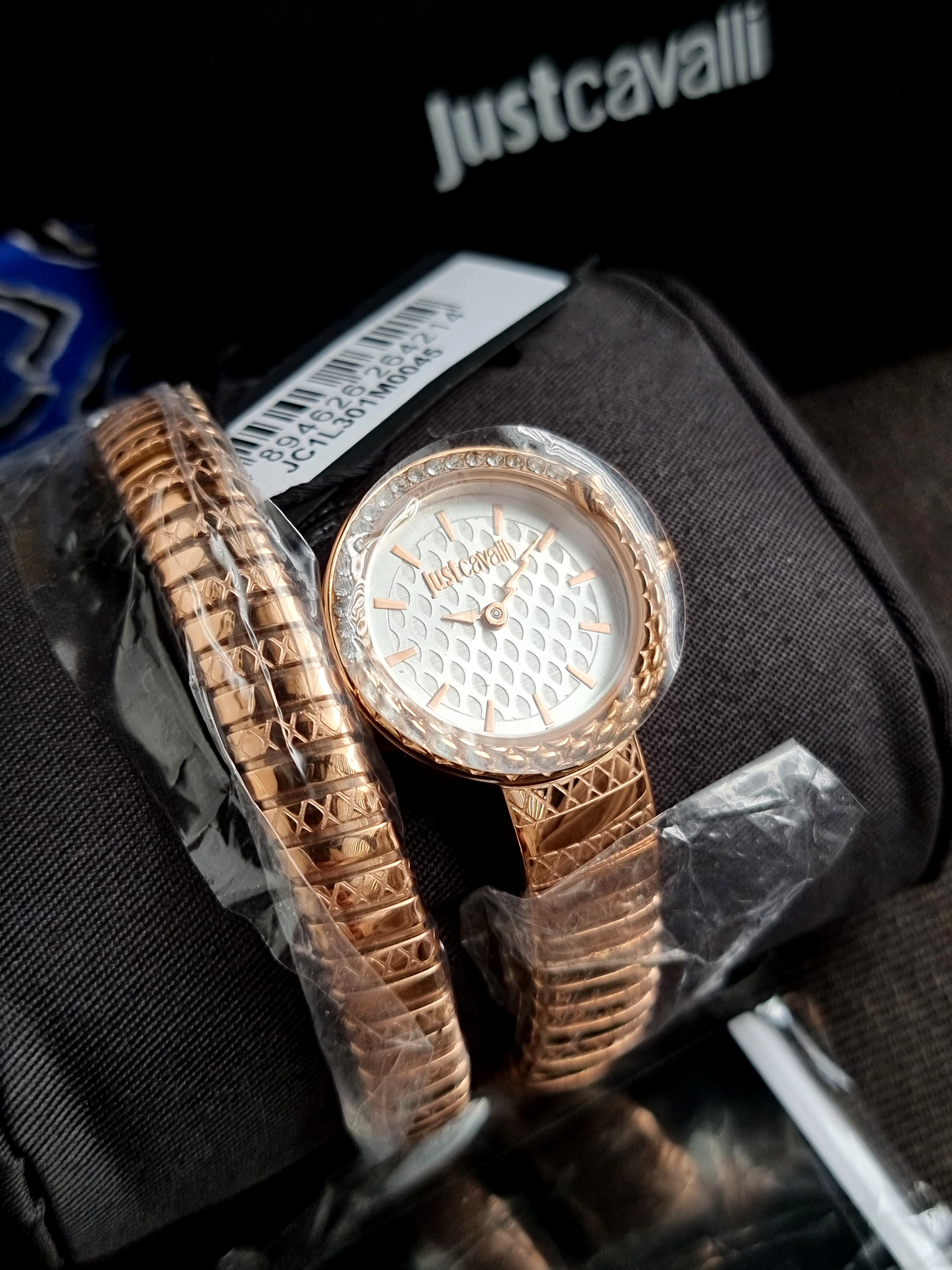 Just Cavalli Signature Snake Womens Stainless Steel Rose Gold Color Watch - JC1L301M0045