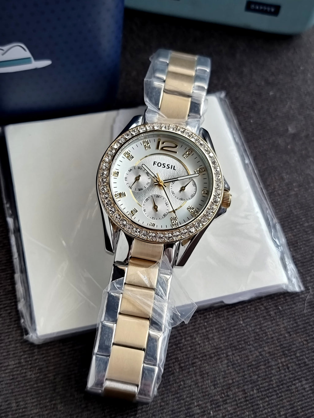 Fossil Riley Multifunction Two-tone Stainless Steel Silver Dial Quartz Watch for Ladies - ES3204