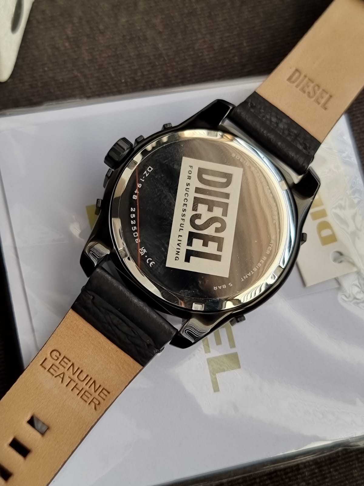 Diesel Men’s Quartz Black Leather Strap Black Dial 46mm Watch DZ1948 