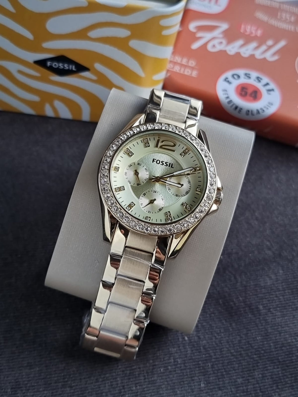 Fossil Riley Multifunction Gold-Tone Stainless Steel Watch ES3203