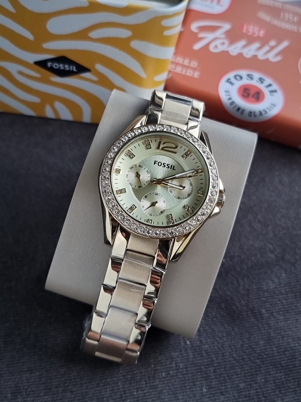 Fossil Riley Multifunction Gold-Tone Stainless Steel Watch ES3203