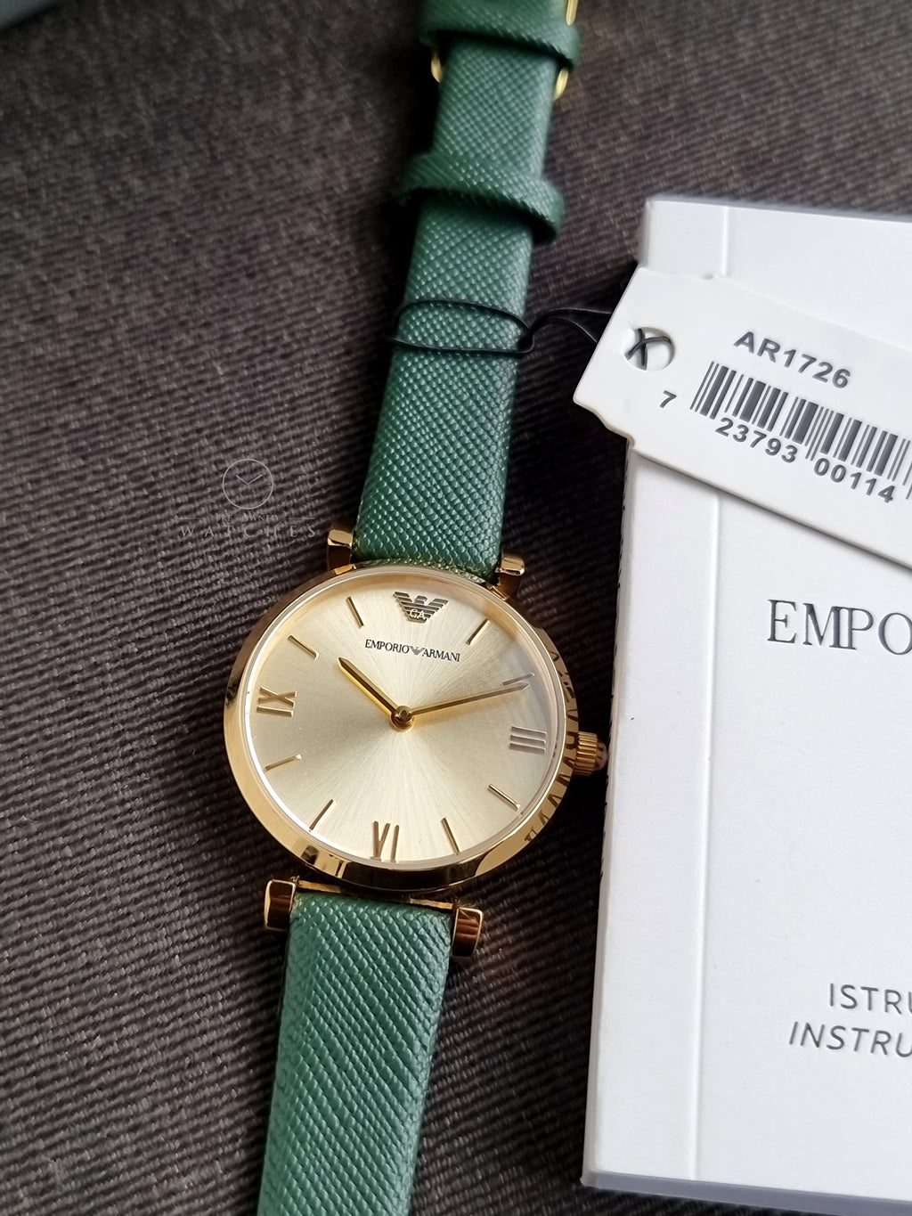 Emporio Armani Women’s Quartz Leather Strap Champagne Dial 32mm Watch AR1726