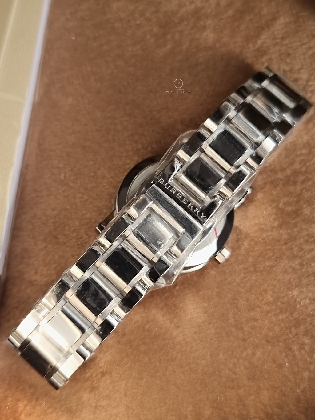 Burberry Women’s Swiss Made Quartz Silver Stainless Steel Black Dial 26mm Watch BU9201