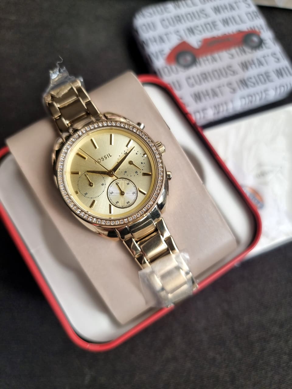 Fossil Analog Women's Watch Gold Plated Metal Bracelet - BQ3658