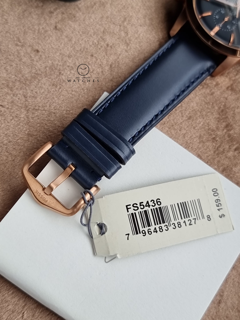 Fossil Townsman Blue Leather Strap Blue Dial Chronograph Quartz Watch for Gents - FS5436