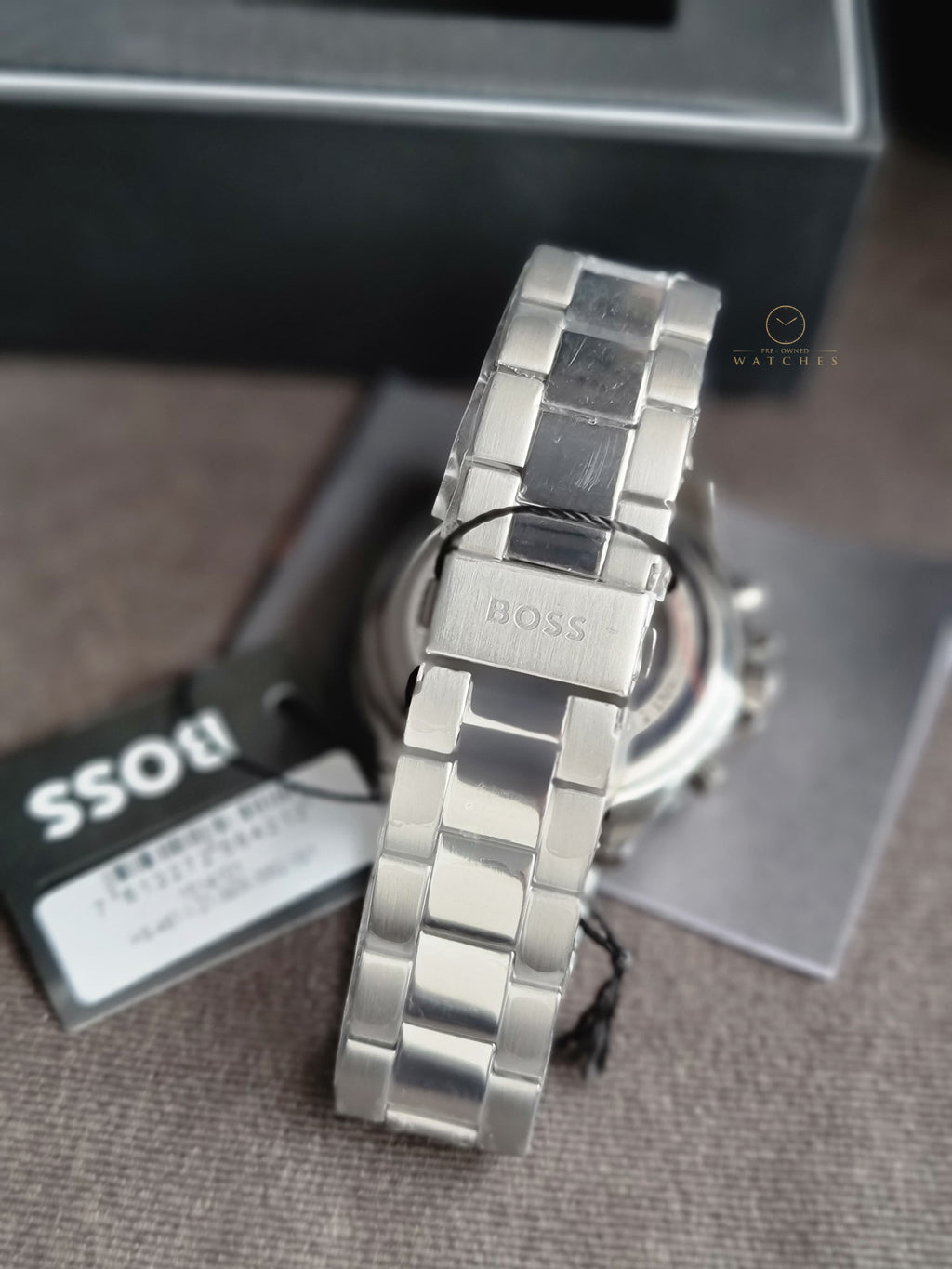 Hugo Boss Silver Stainless Steel Black Dial Chronograph Quartz Watch for Gents -1514101