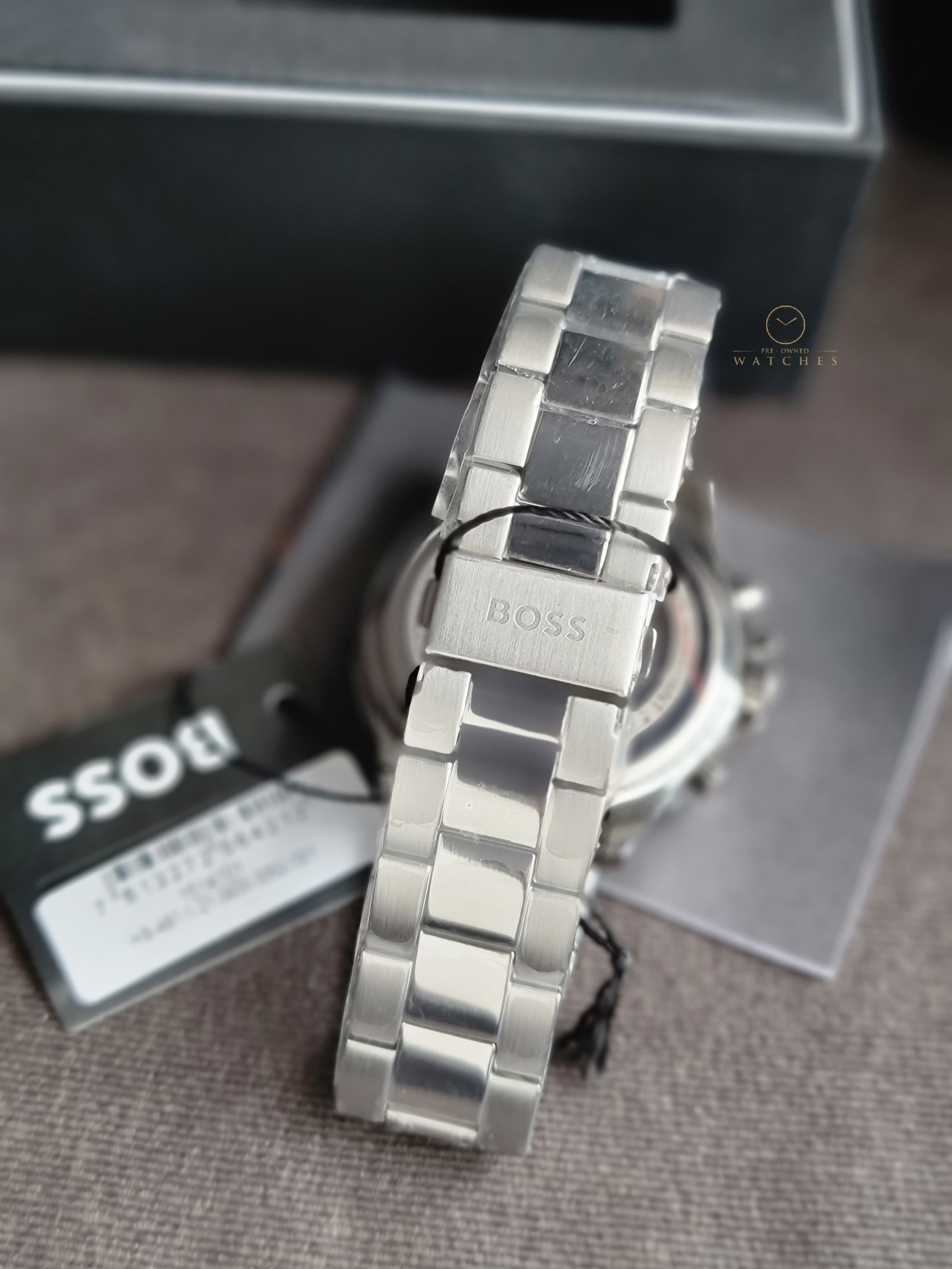Hugo Boss Silver Stainless Steel Black Dial Chronograph Quartz Watch for Gents -1514101