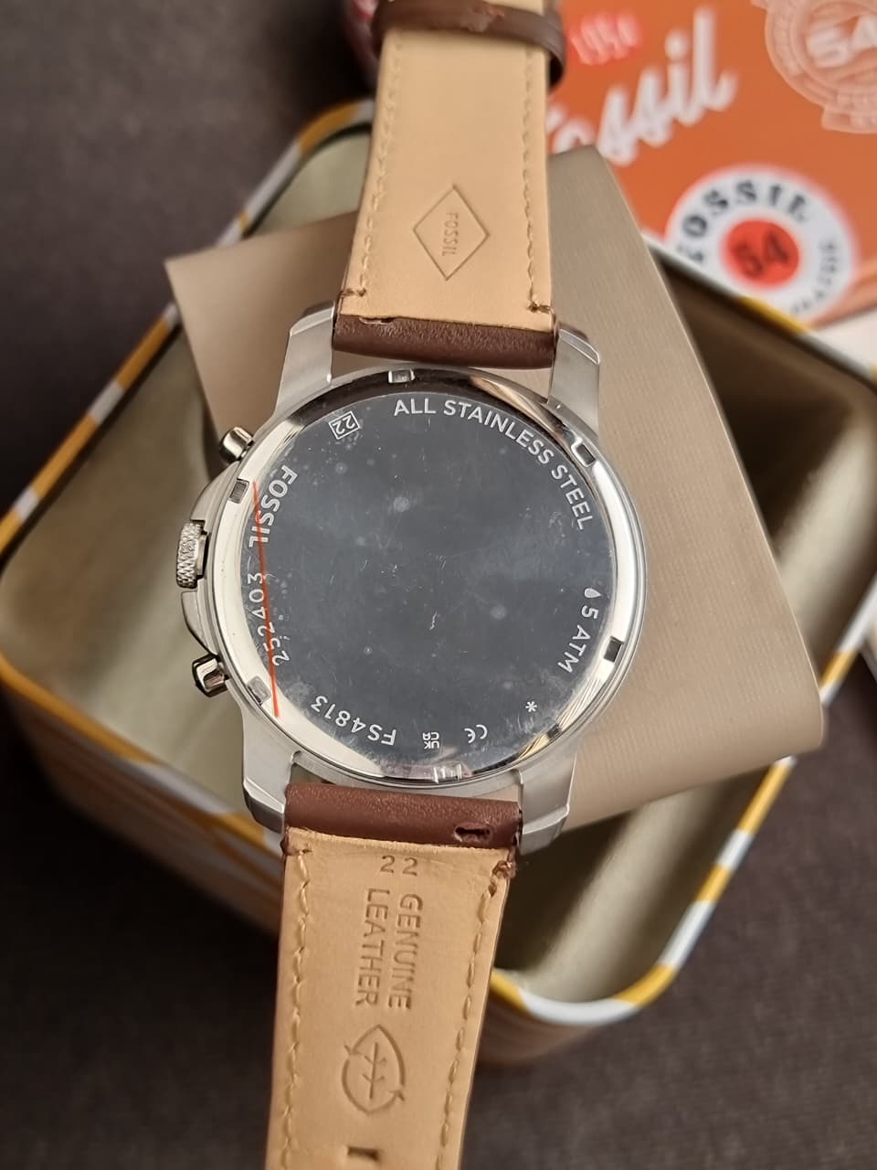 Fossil Men's Grant Quartz Stainless Steel and Leather Chronograph Watch- FS4813