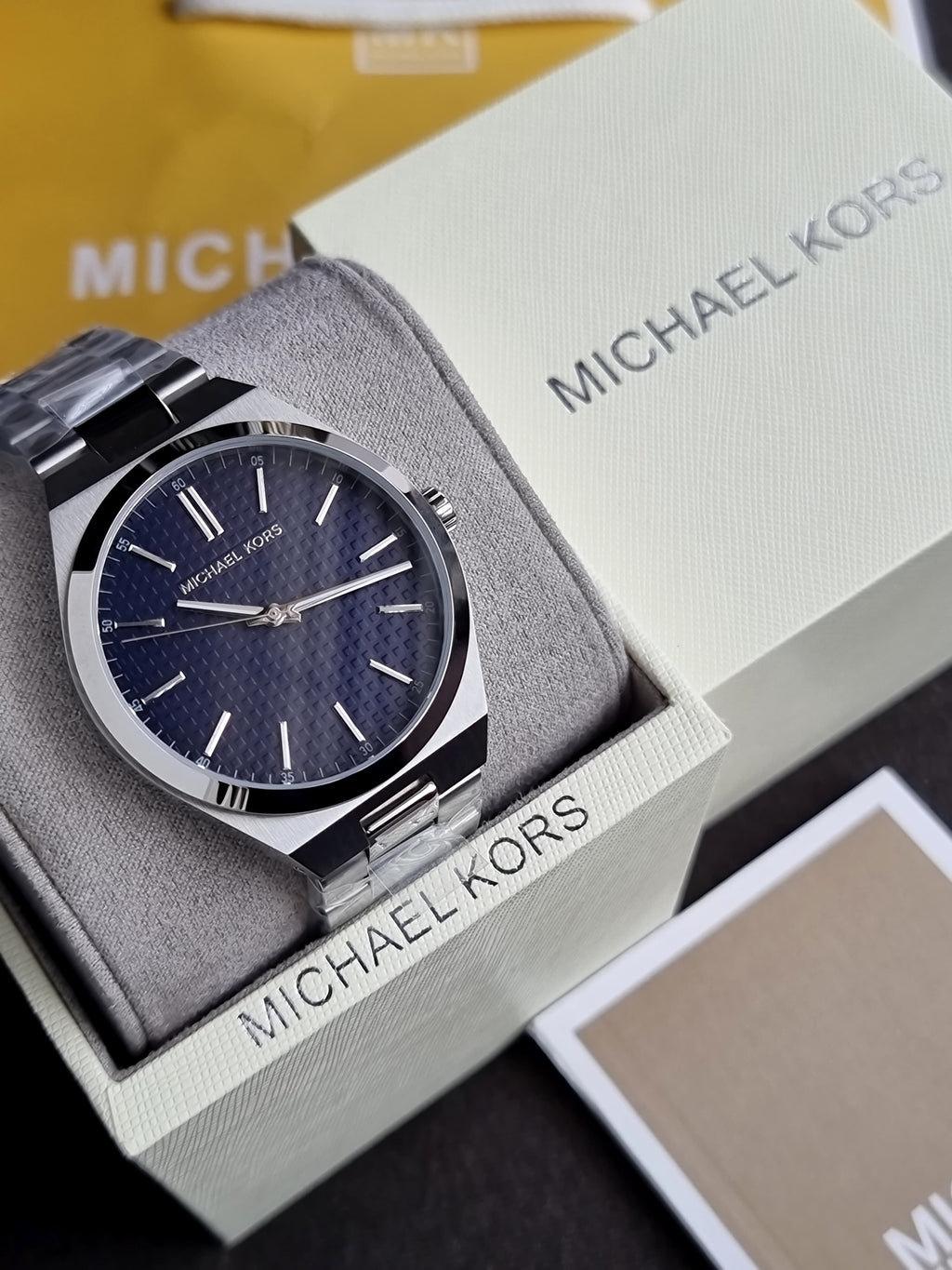 Michael Kors Lennox 42mm Blue Dial Silver Watch MK9227
