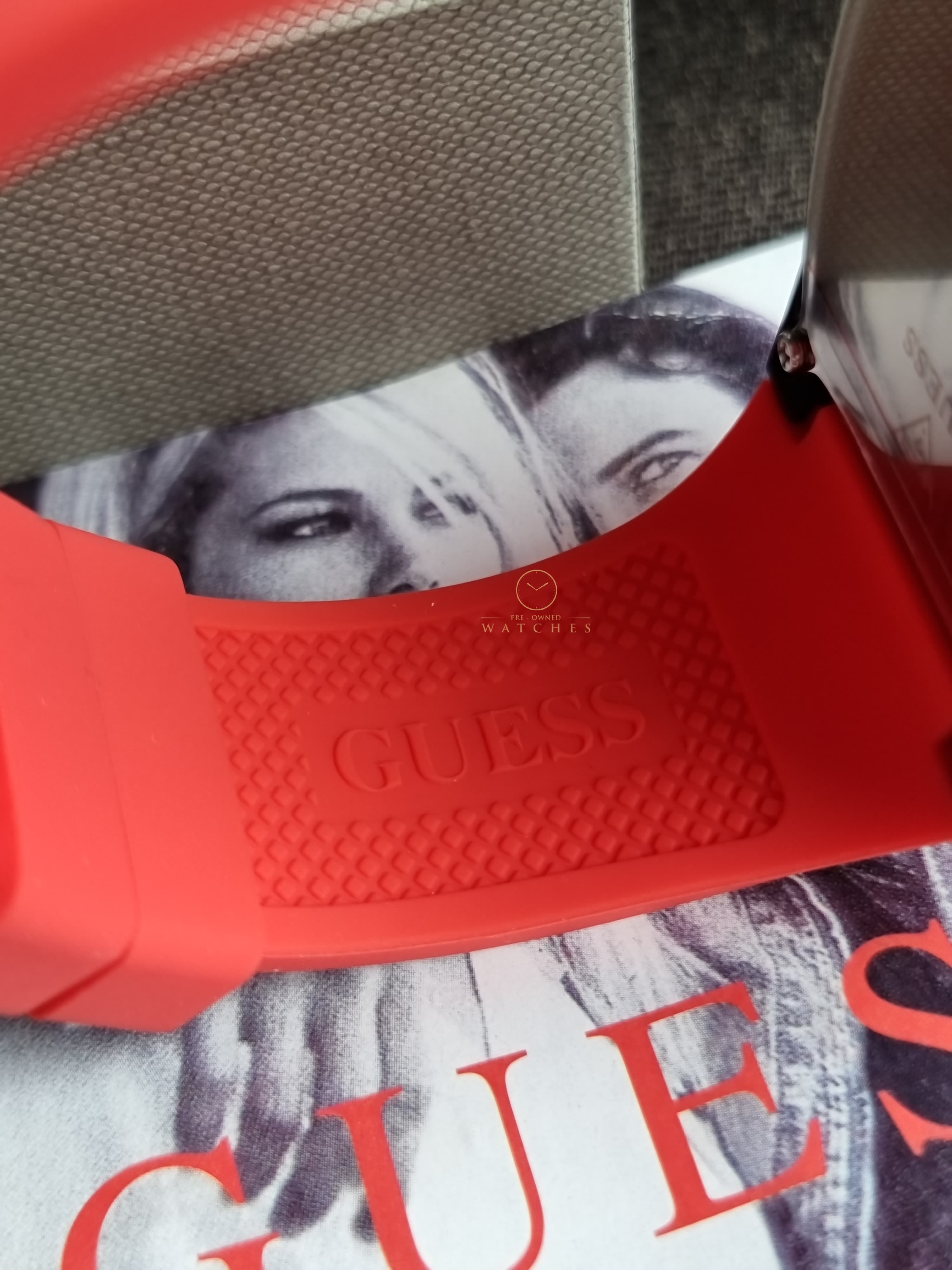 Guess Phoenix Black Silicone Strap Red Dial Quartz Watch for Gents - GW0203G4