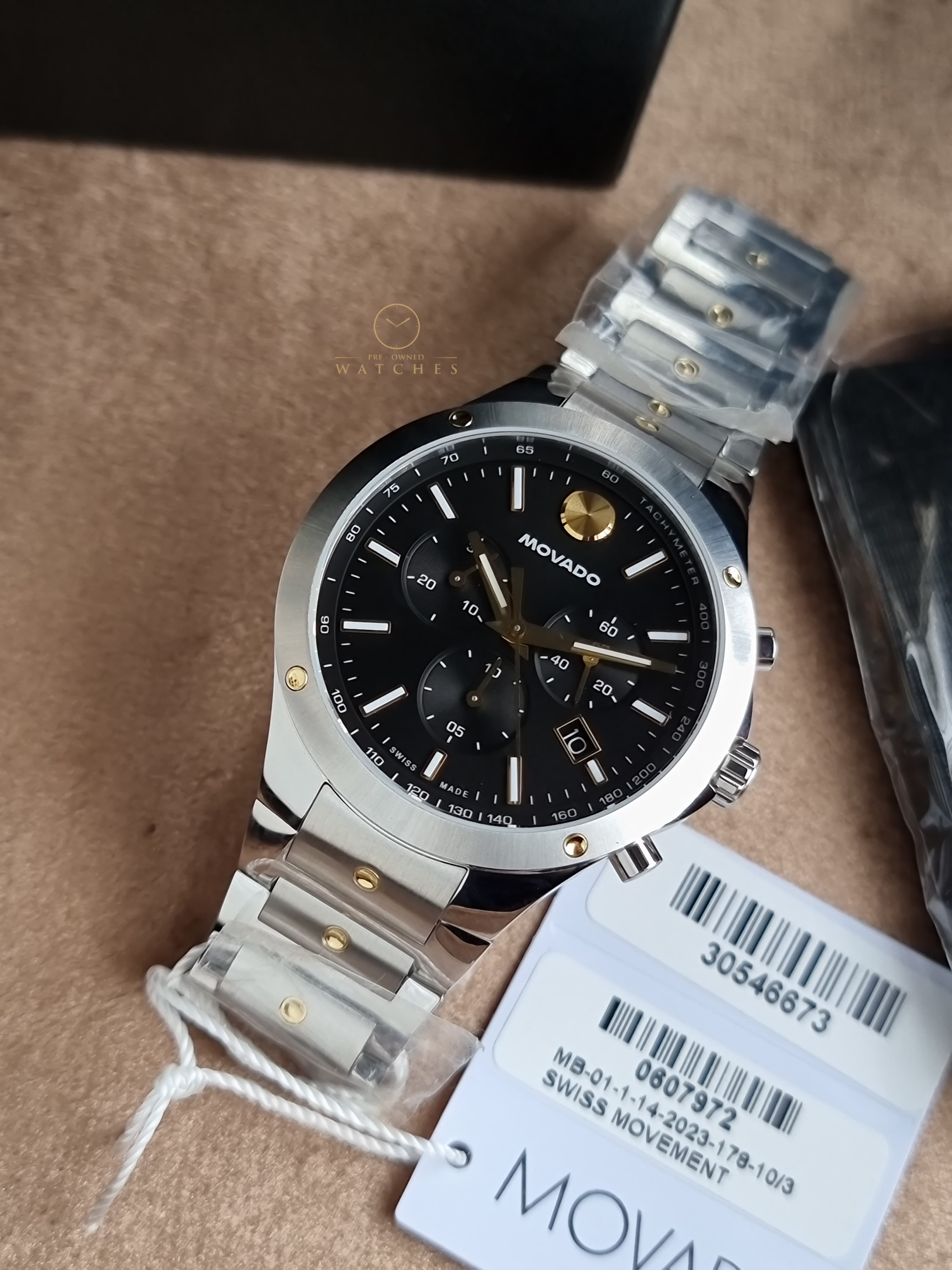 Movado Chronograph Quartz 41mm Black Dial Men's Watch 0607972