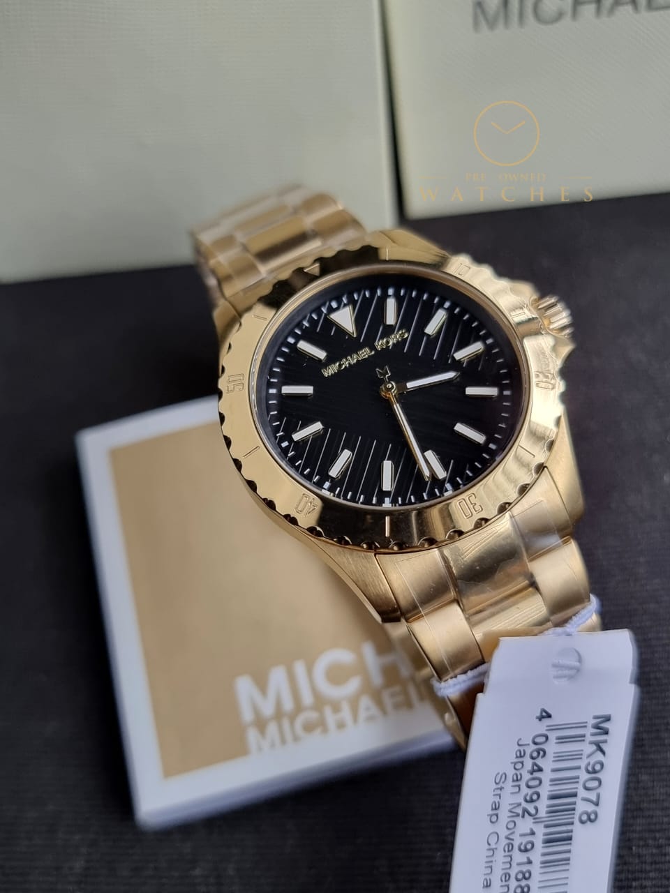 Michael Kors Men’s Quartz Gold Stainless Steel Black Dial 40mm Watch MK9078