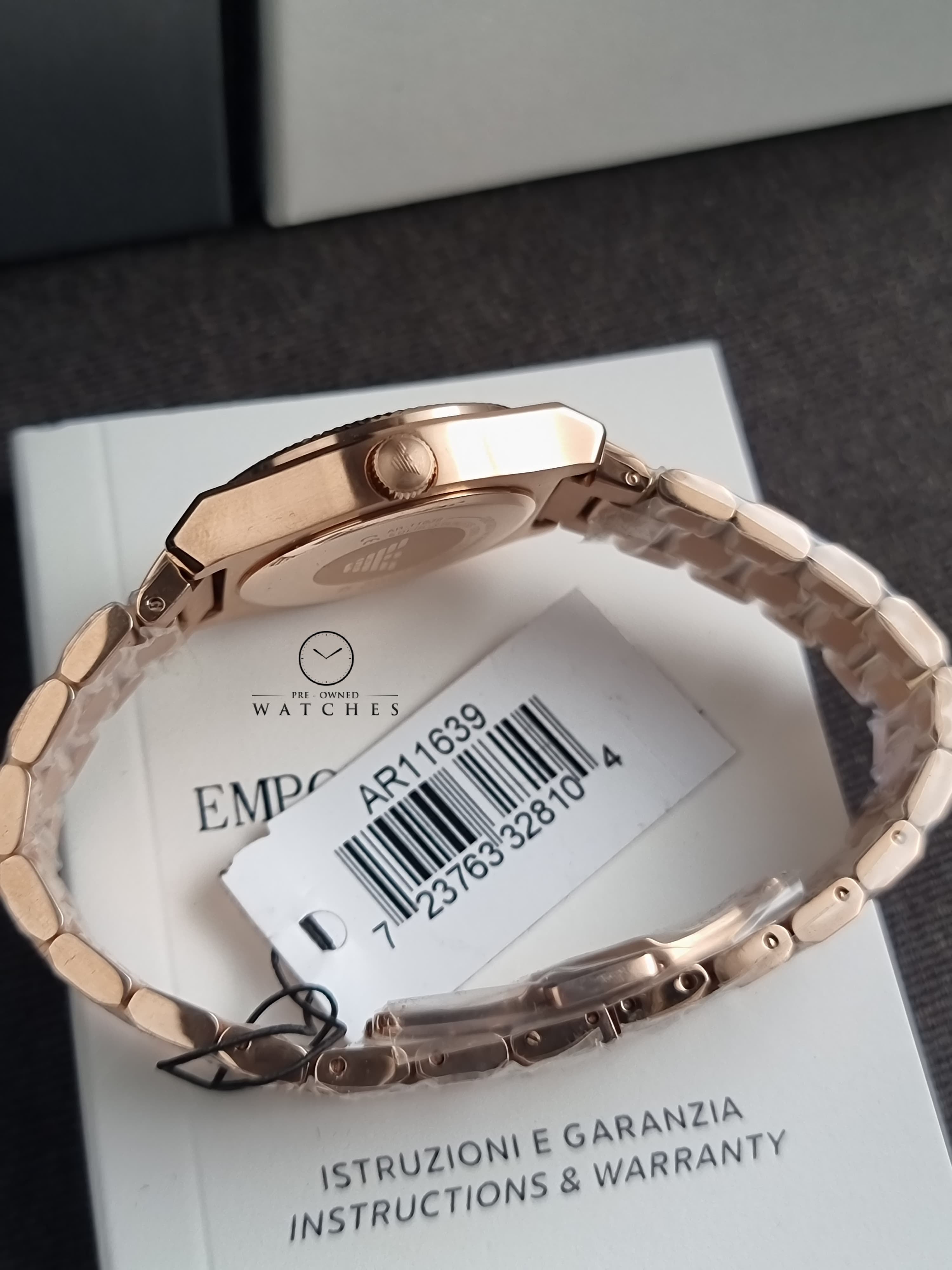 Emporio Armani Federica Analog Green 32mm Dial Rose Gold Steel Strap Watch for Women - AR11639