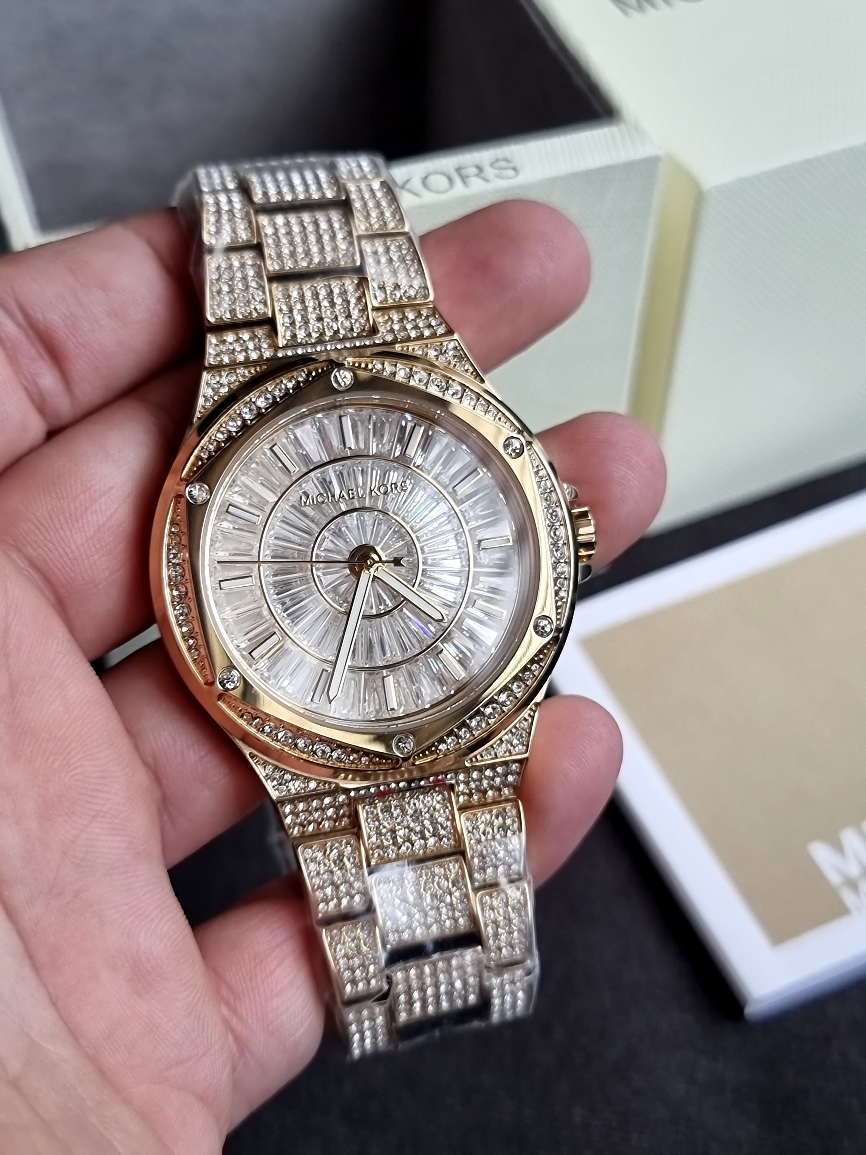 Michael Kors Lennox Gold Stainless Steel White 37mm Dial Quartz Watch for Ladies - MK6991