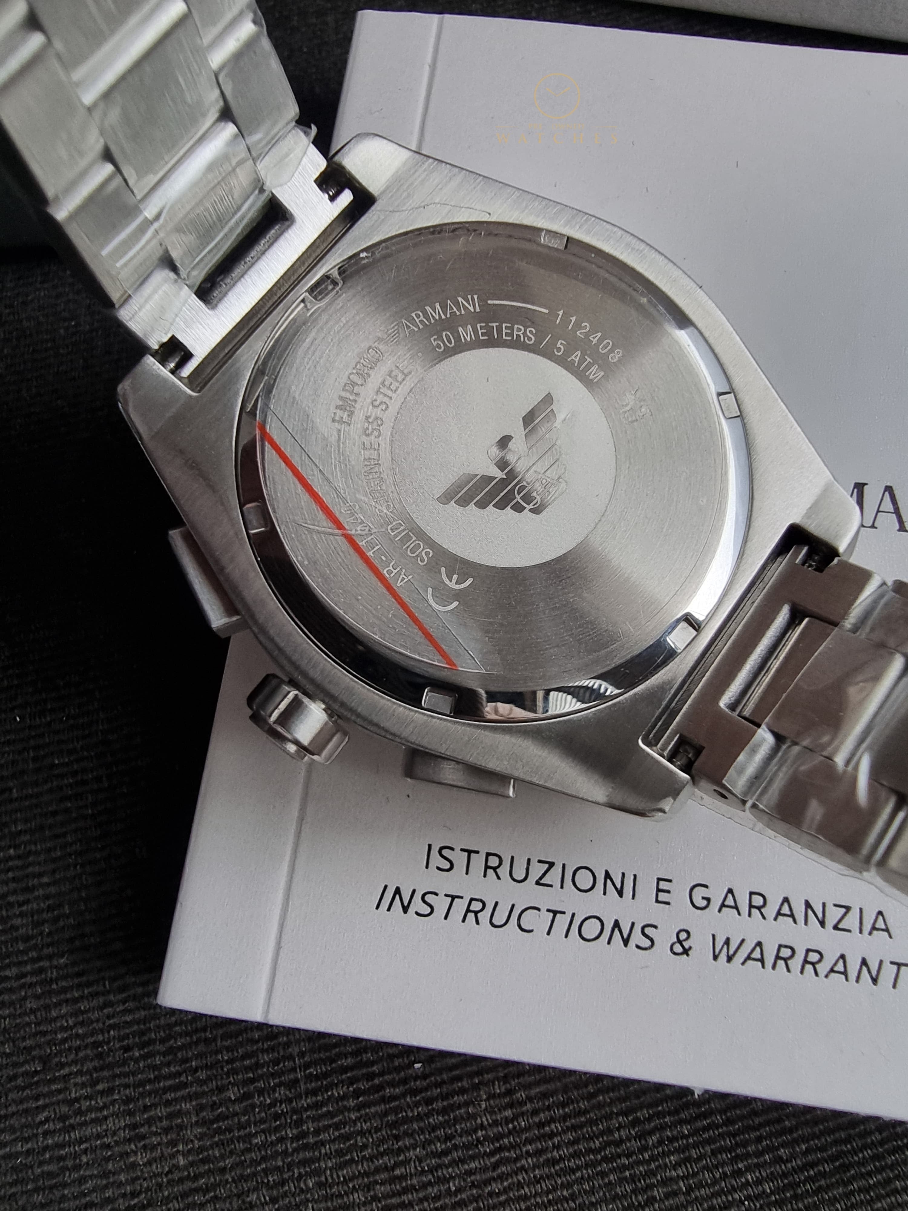 Emporio Armani Federico Silver Stainless Steel 43mm Green Dial Quartz Watch for Gents - AR11640
