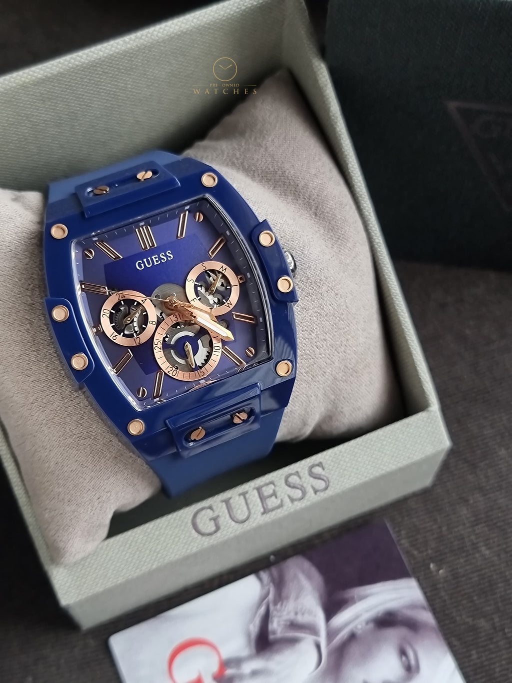 Guess Phoenix Blue Silicone Strap Blue Dial Quartz Watch for Gents - GW0203G7