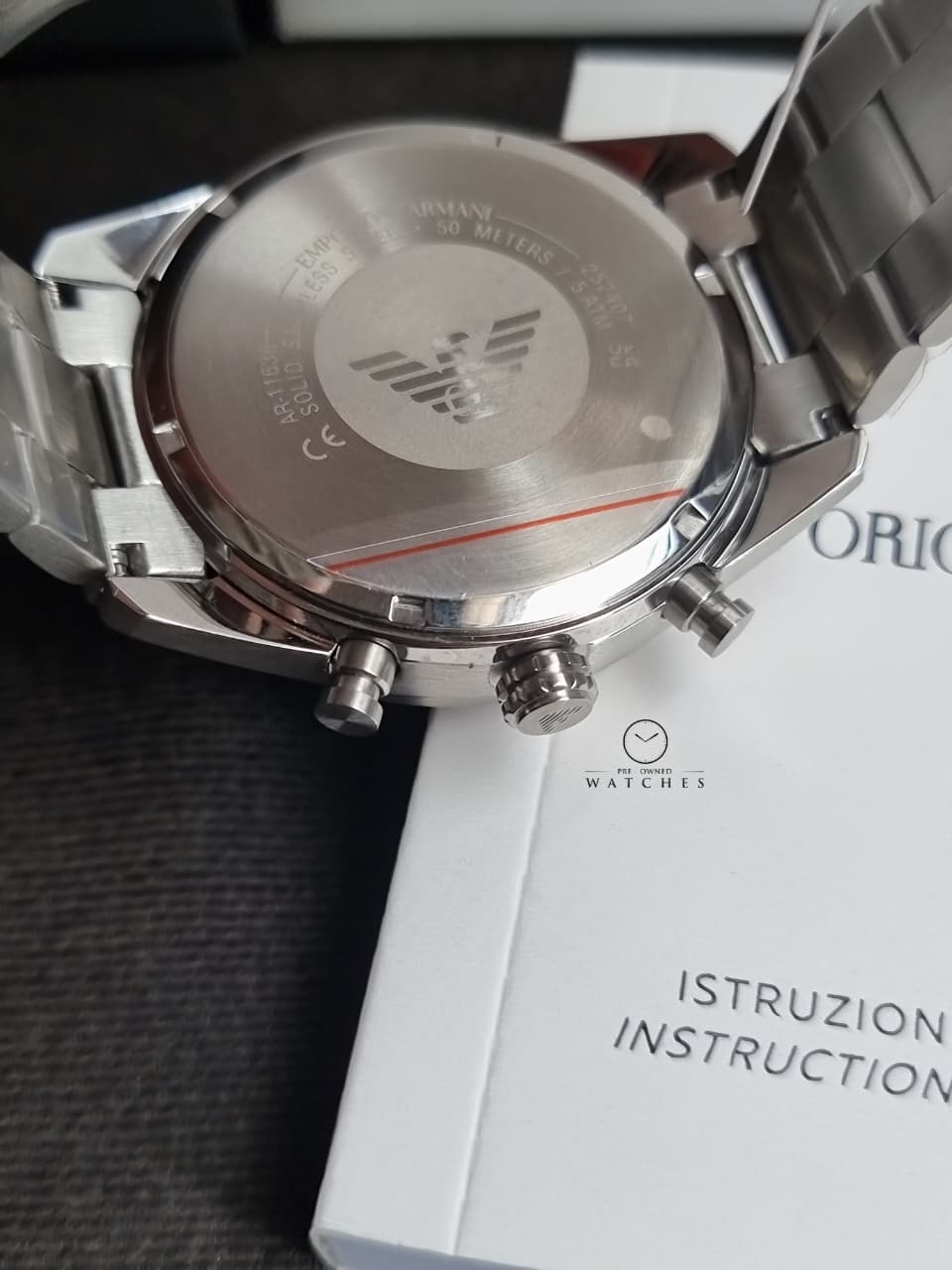 Emporio Armani Racer Silver Stainless Steel Silver Dial Chronograph Quartz Watch for Gents - AR11636