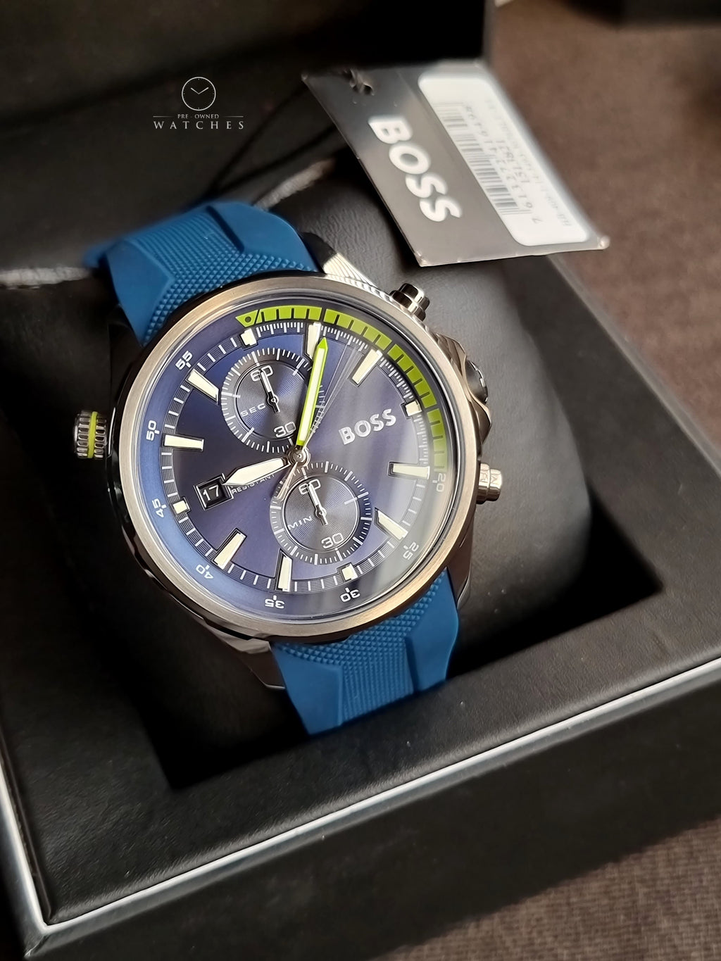 HUGO BOSS Globetrotter Blue Silicone Strap Blue Dial Chronograph Quartz Men's Watch 1513821