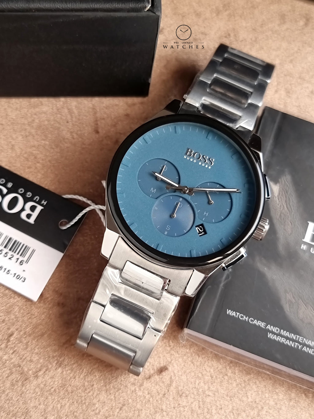 Hugo Boss Men’s Chronograph Quartz Stainless Steel Blue Dial 44mm Watch 1513763