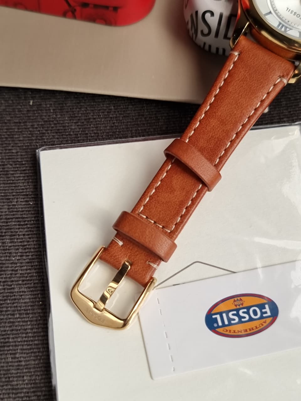 Fossil Gilmore Three-Hand Date Medium Brown Leather Watch- ES5397