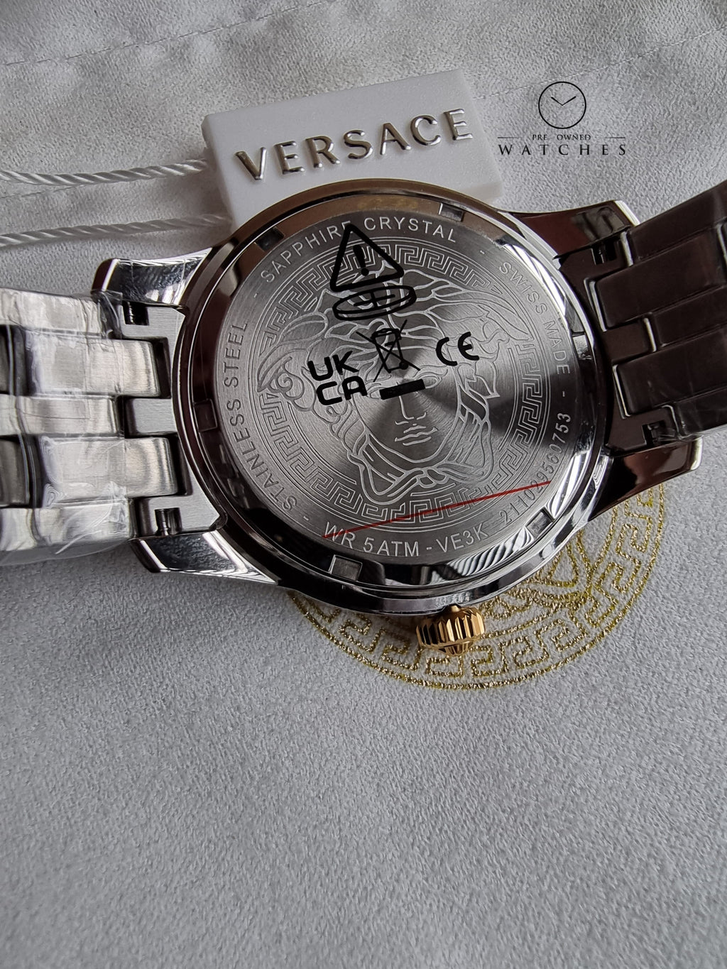 Versace Greca Time Two-tone Stainless Steel Green 41mm Dial Quartz Watch for Gents - VE3K00422