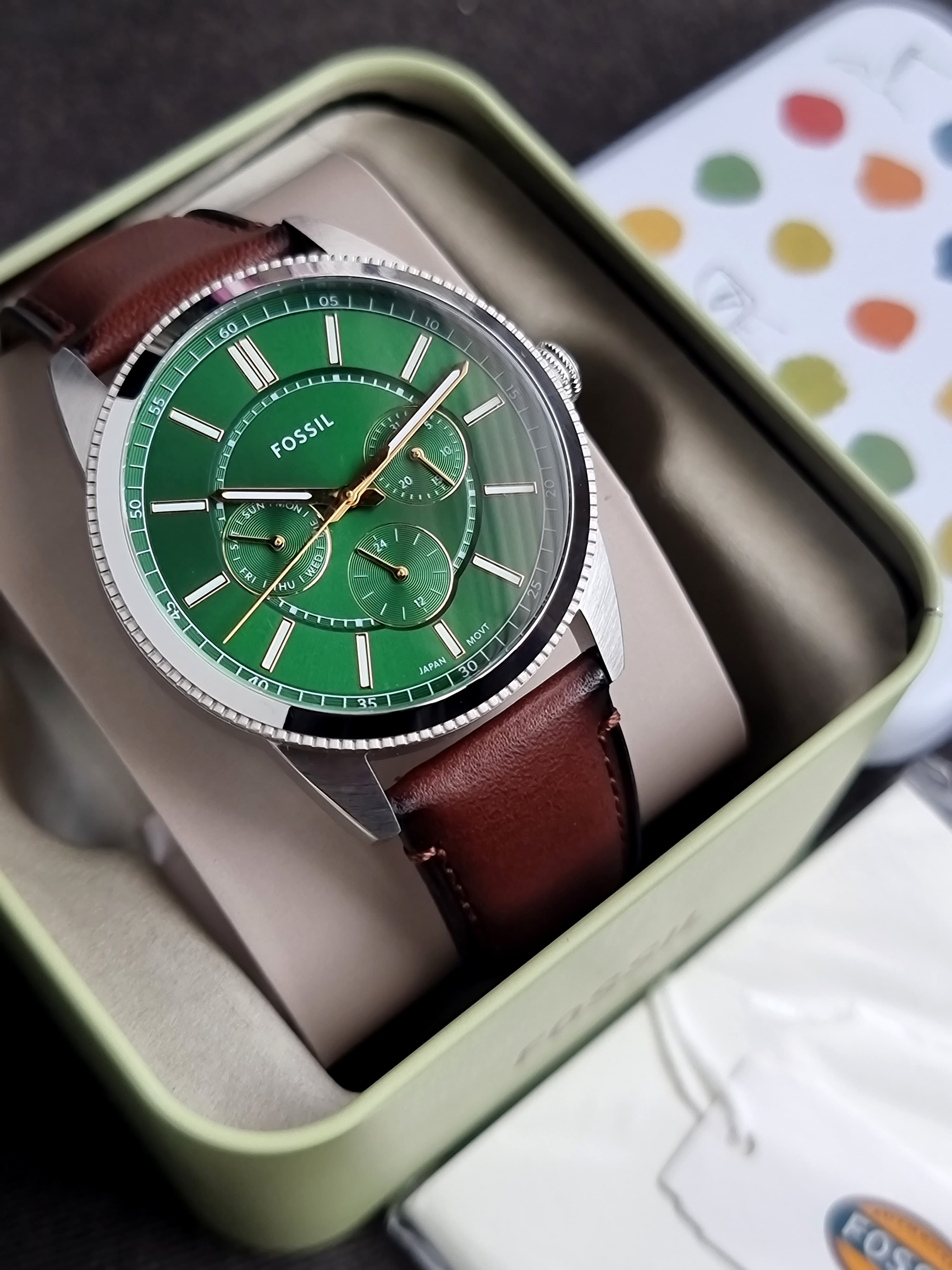 Fossil Pearson Brown Quartz 42mm Dial Leather Watch FS6137