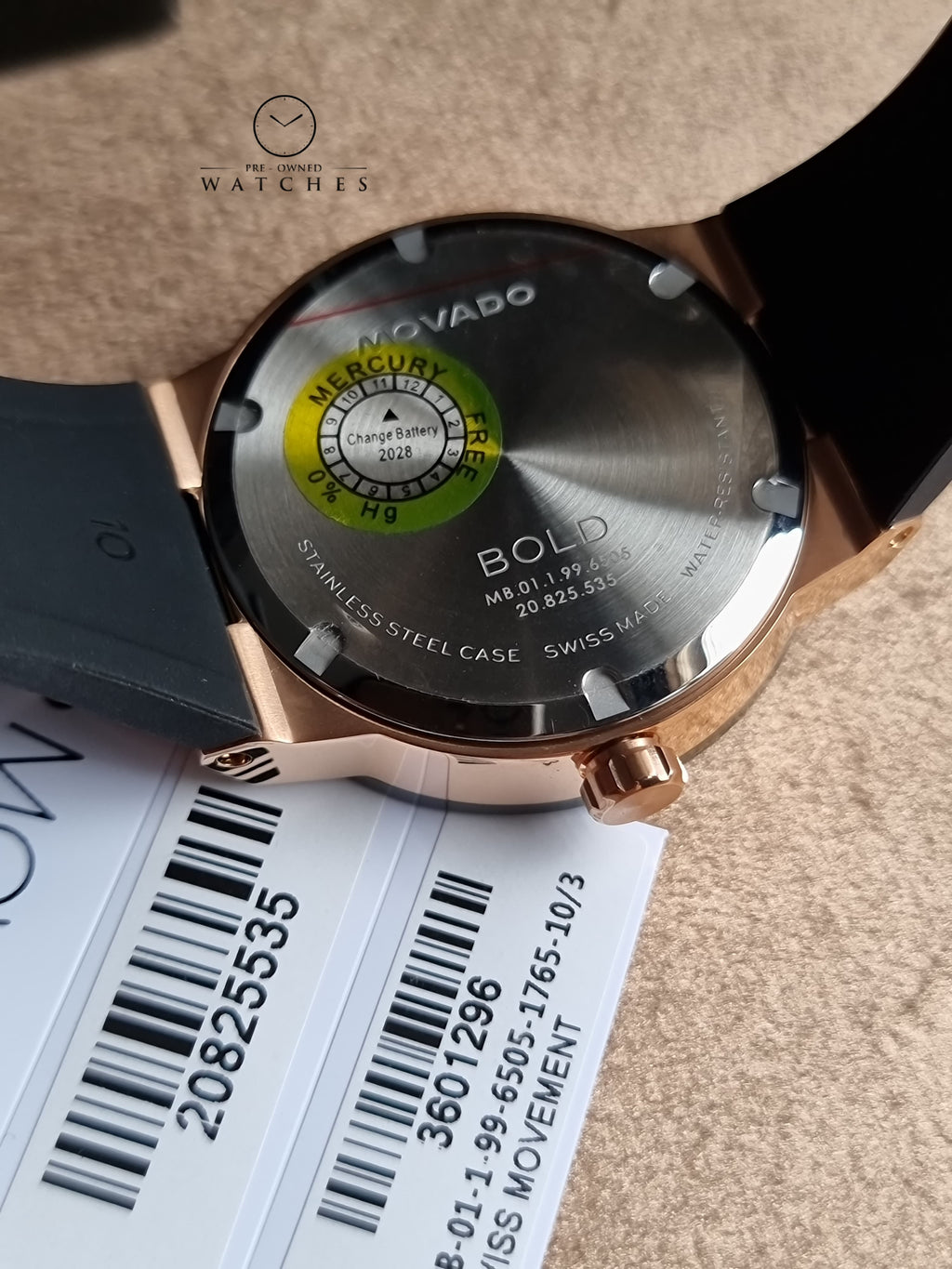 Movado Bold Men Quartz Green 42mm Dial Analog Silicone Watch 3601296