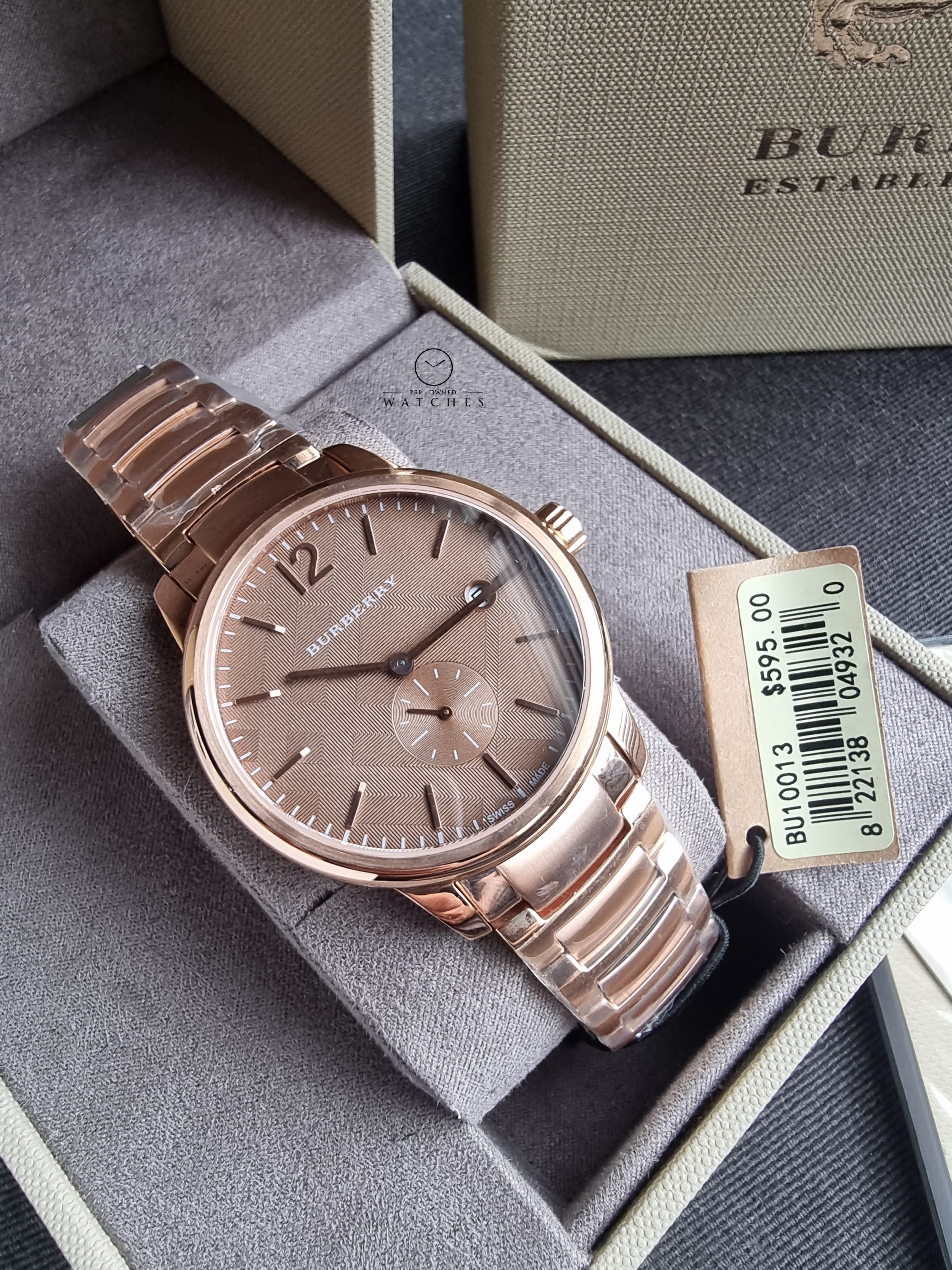 Burberry Men’s Swiss Made Stainless Steel Rose Gold Dial 40mm Watch BU10013