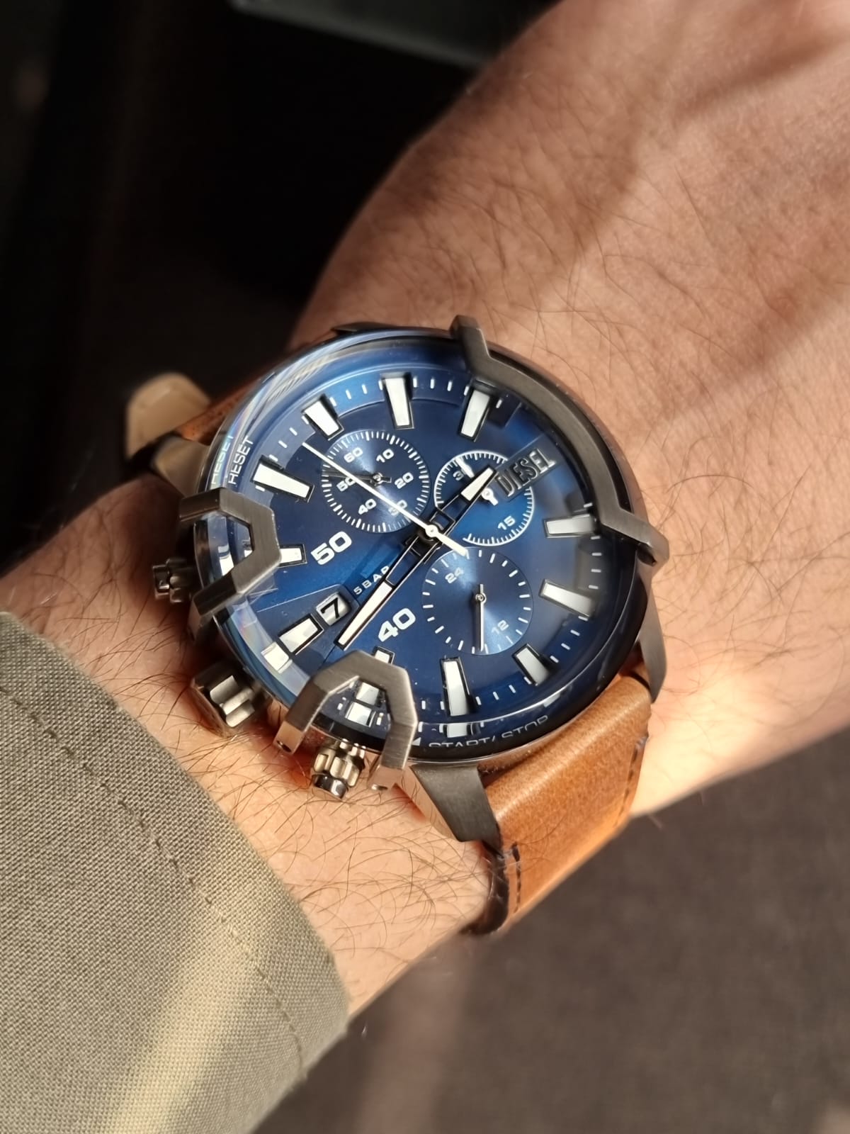 Diesel Griffed 42mm Chronograph Brown Leather Watch - DZ4604