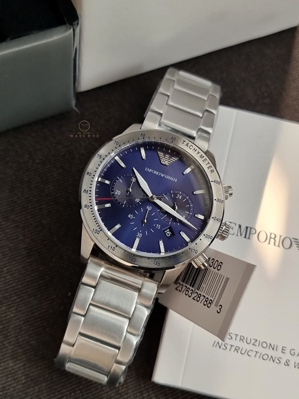 Emporio Armani Men’s Quartz Stainless Steel Blue Dial 44mm Watch AR11306